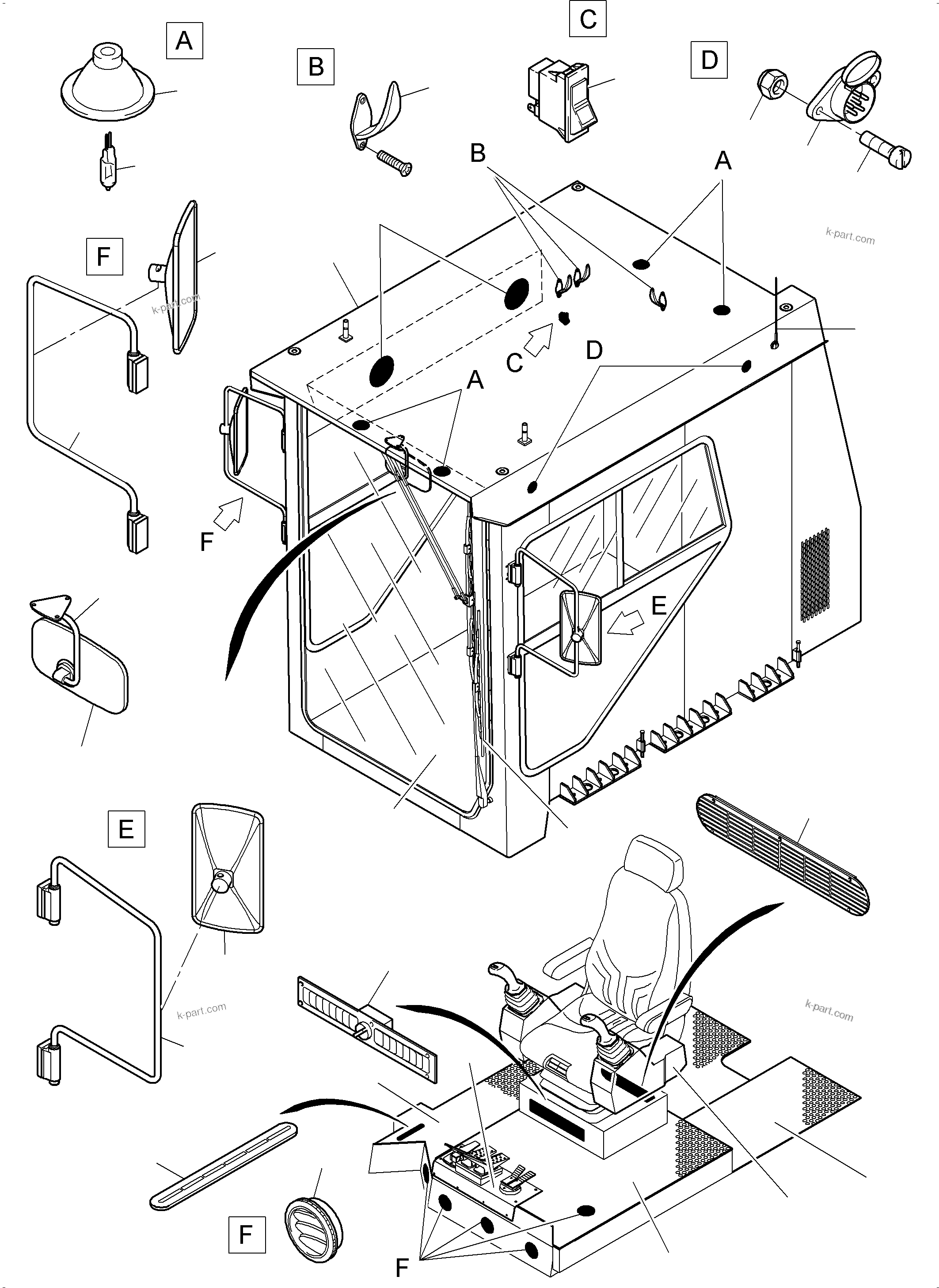 Komatsu parts book diagram for PC3000-6 S/N 06267: OPERATOR'S CAB