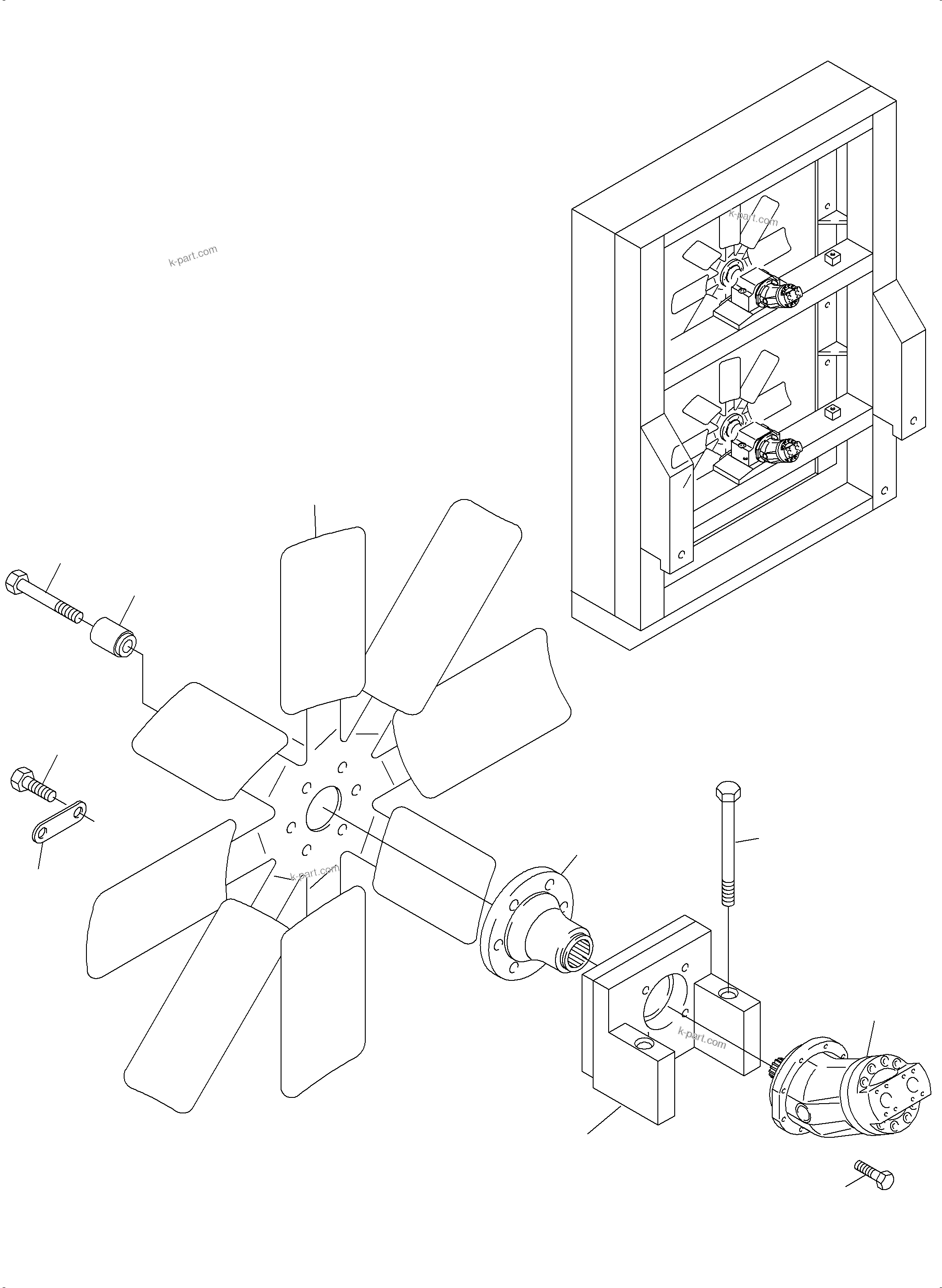 Komatsu parts book diagram for PC3000-6 S/N 06271: OIL COOLER FAN DRIVE