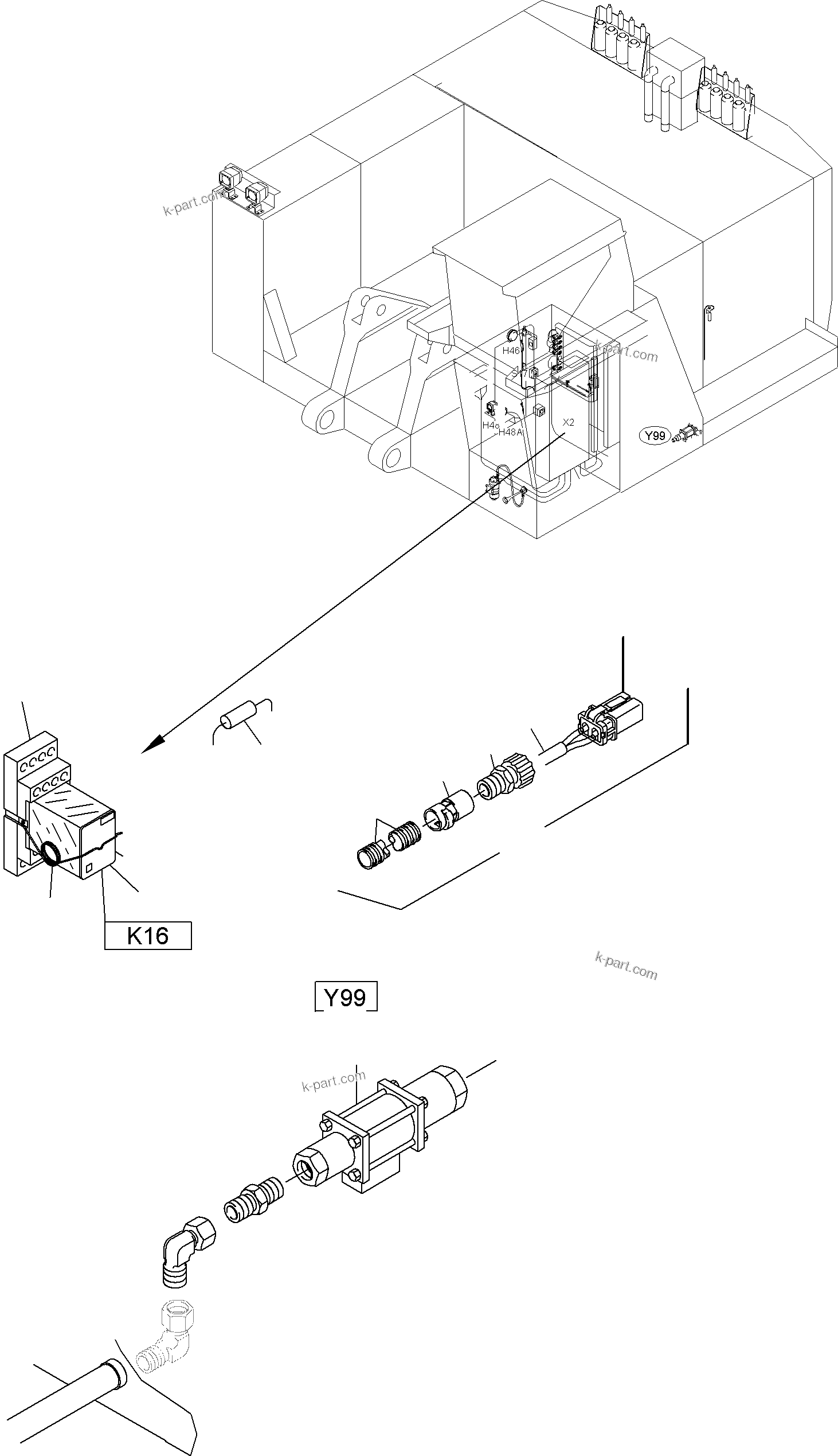 Komatsu parts book diagram for PC3000-6 S/N 06271: FUEL LOCK-UP VALVE