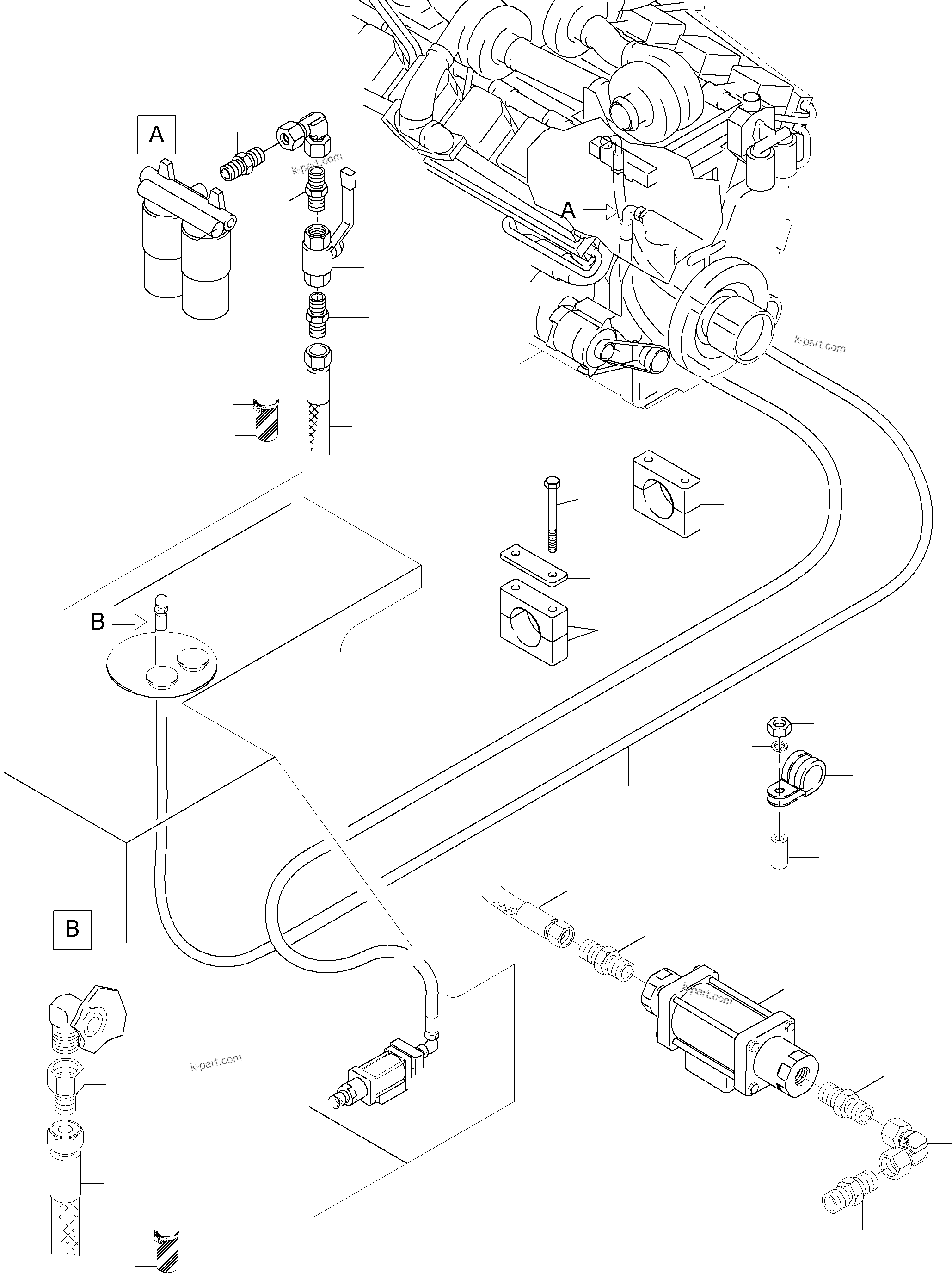 Komatsu parts book diagram for PC3000-6 S/N 06271: FUEL LINES