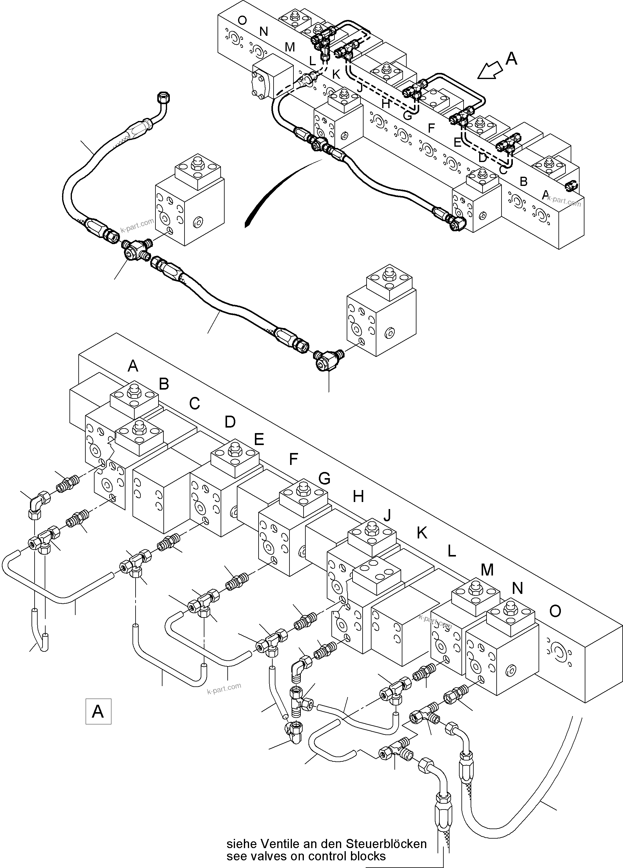 Komatsu parts book diagram for PC3000-6 S/N 06271: MANIFOLD (BBE)