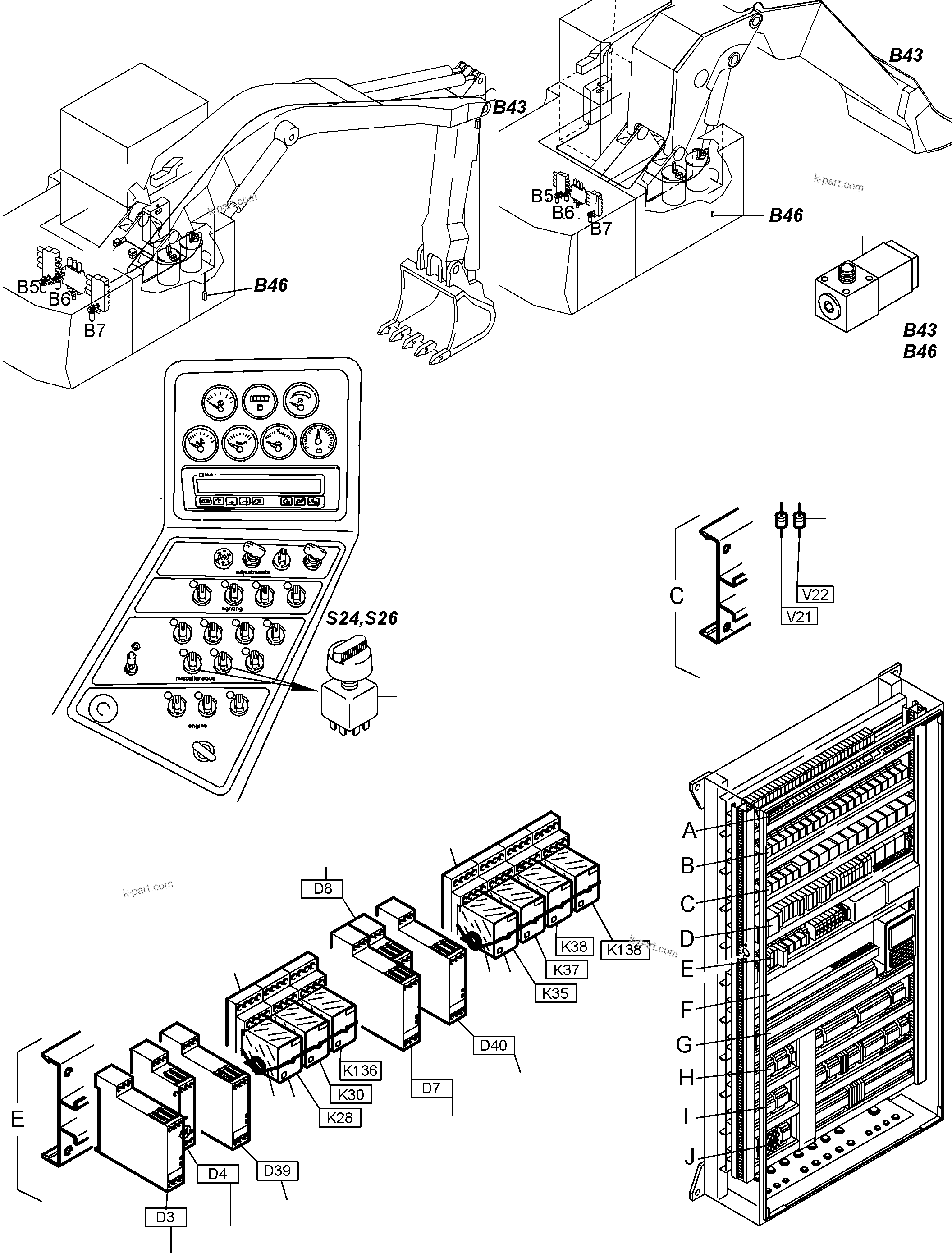 Komatsu parts book diagram for PC3000-6 S/N 06271: ELECTRICAL PARTS LUBRICATION