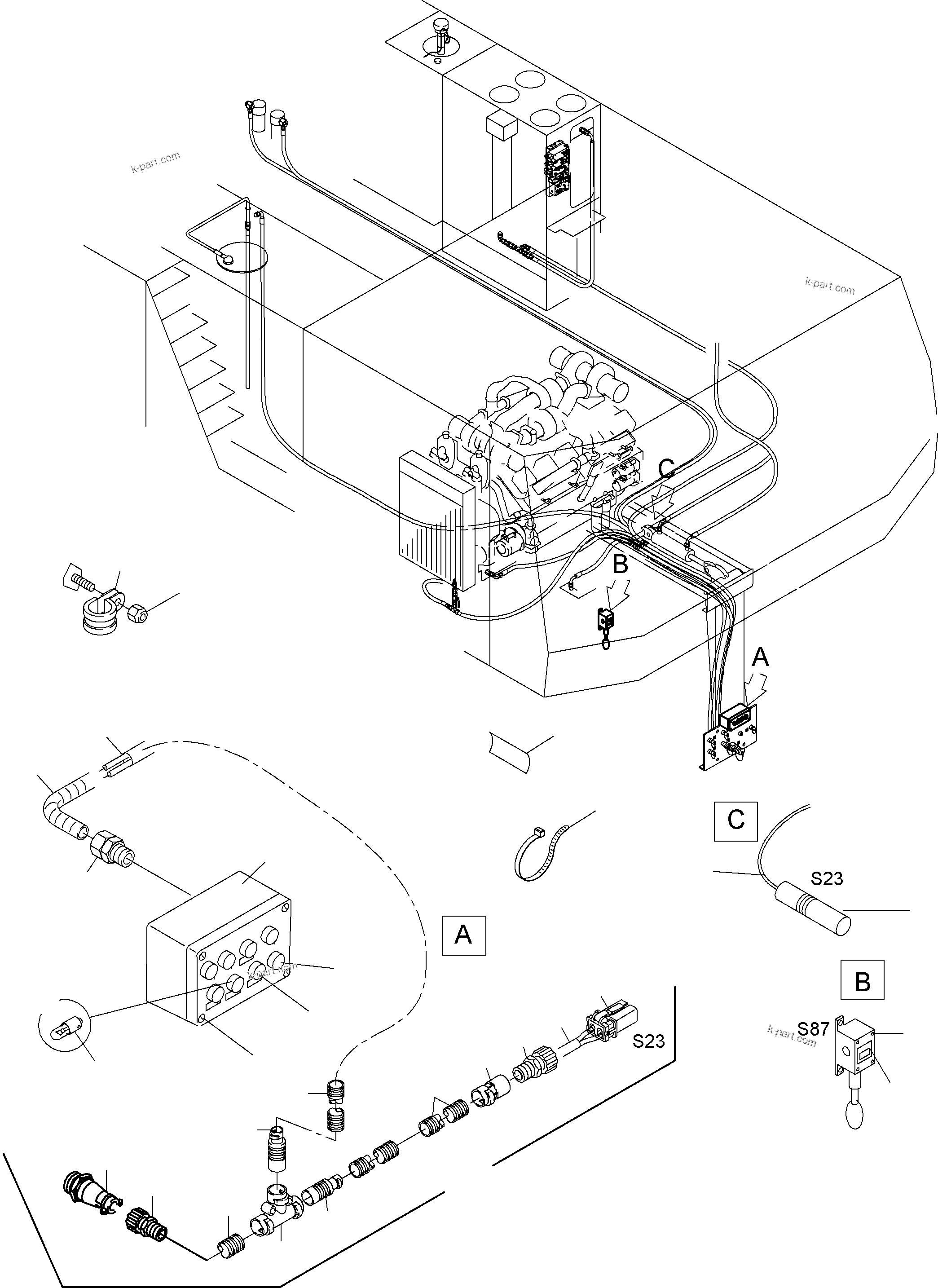 Komatsu parts book diagram for PC3000-6 S/N 06271: ELECTRIC PARTS - REFUELING