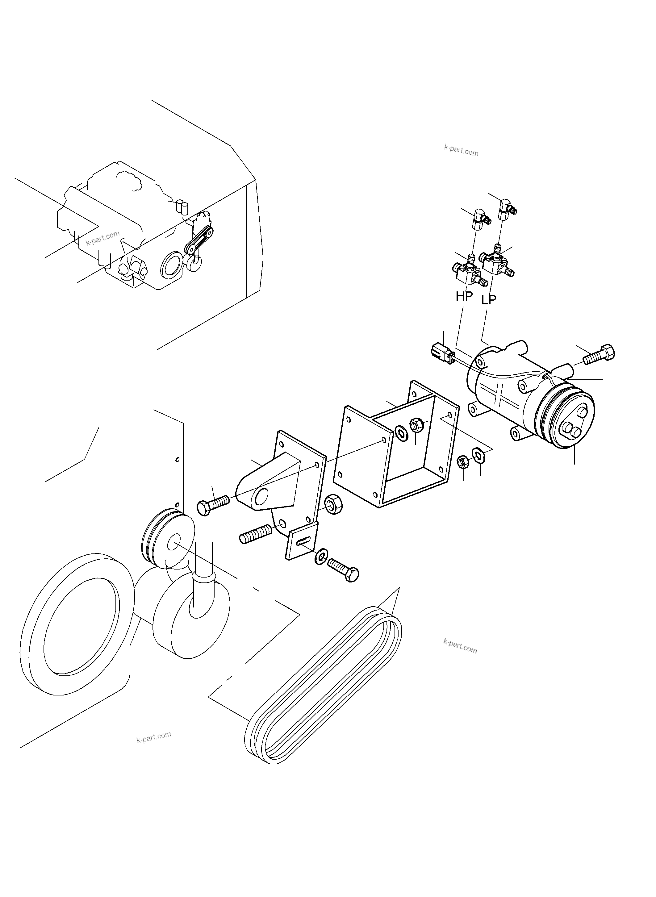Komatsu parts book diagram for PC3000-6 S/N 06271: AIR CONDITIONING COMPRESSOR DRIVE
