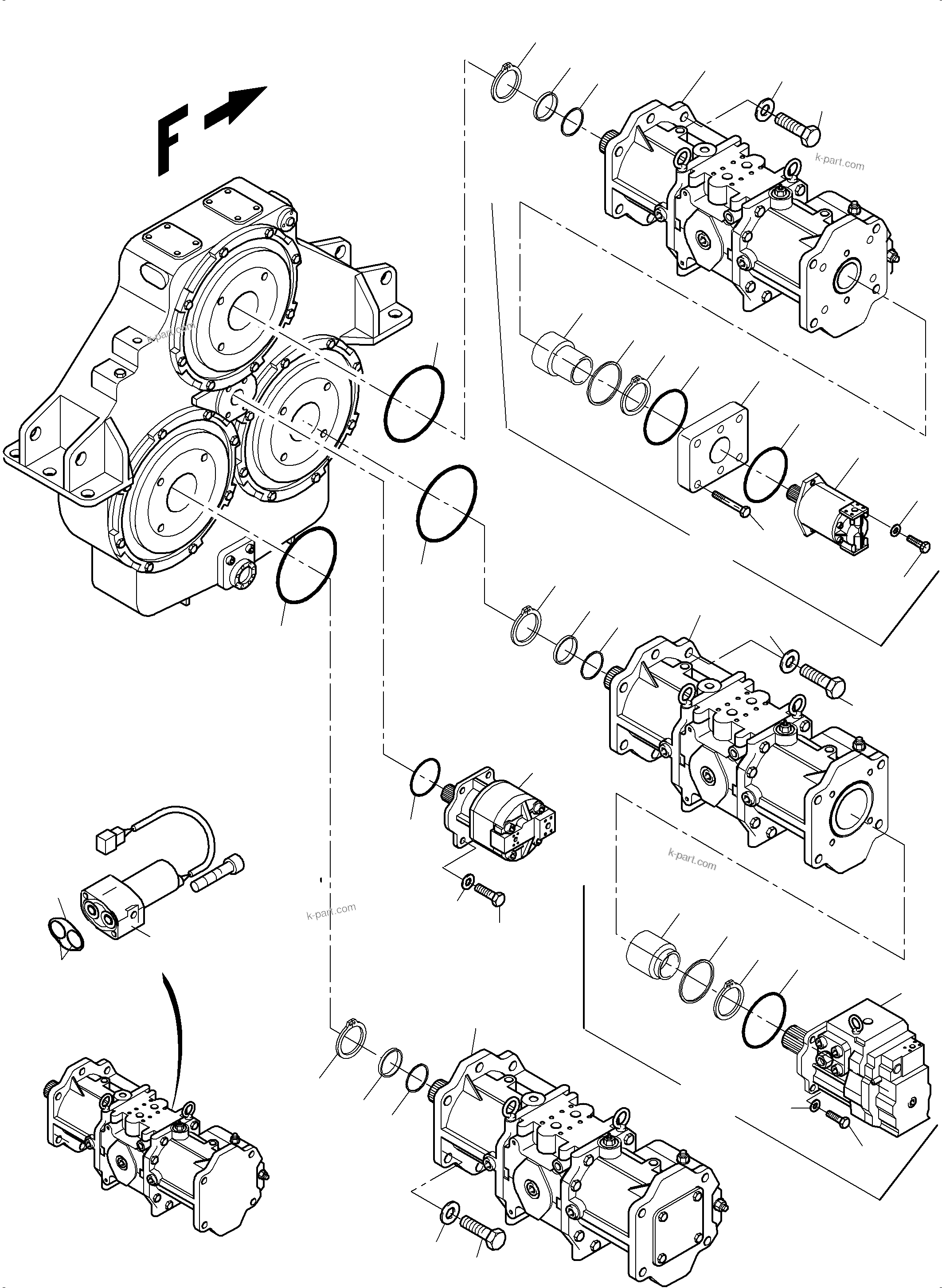 Komatsu parts book diagram for PC3000-6 S/N 06271: PUMP ARRANGEMENT