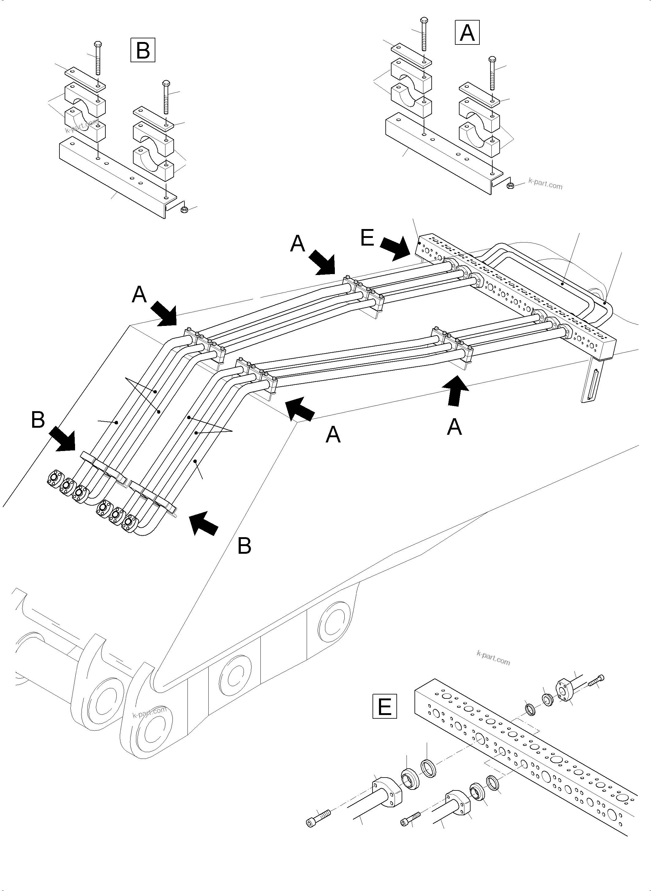 Komatsu parts book diagram for PC3000-6 S/N 06271: BULLCLAM BUCKET BOOM 6M