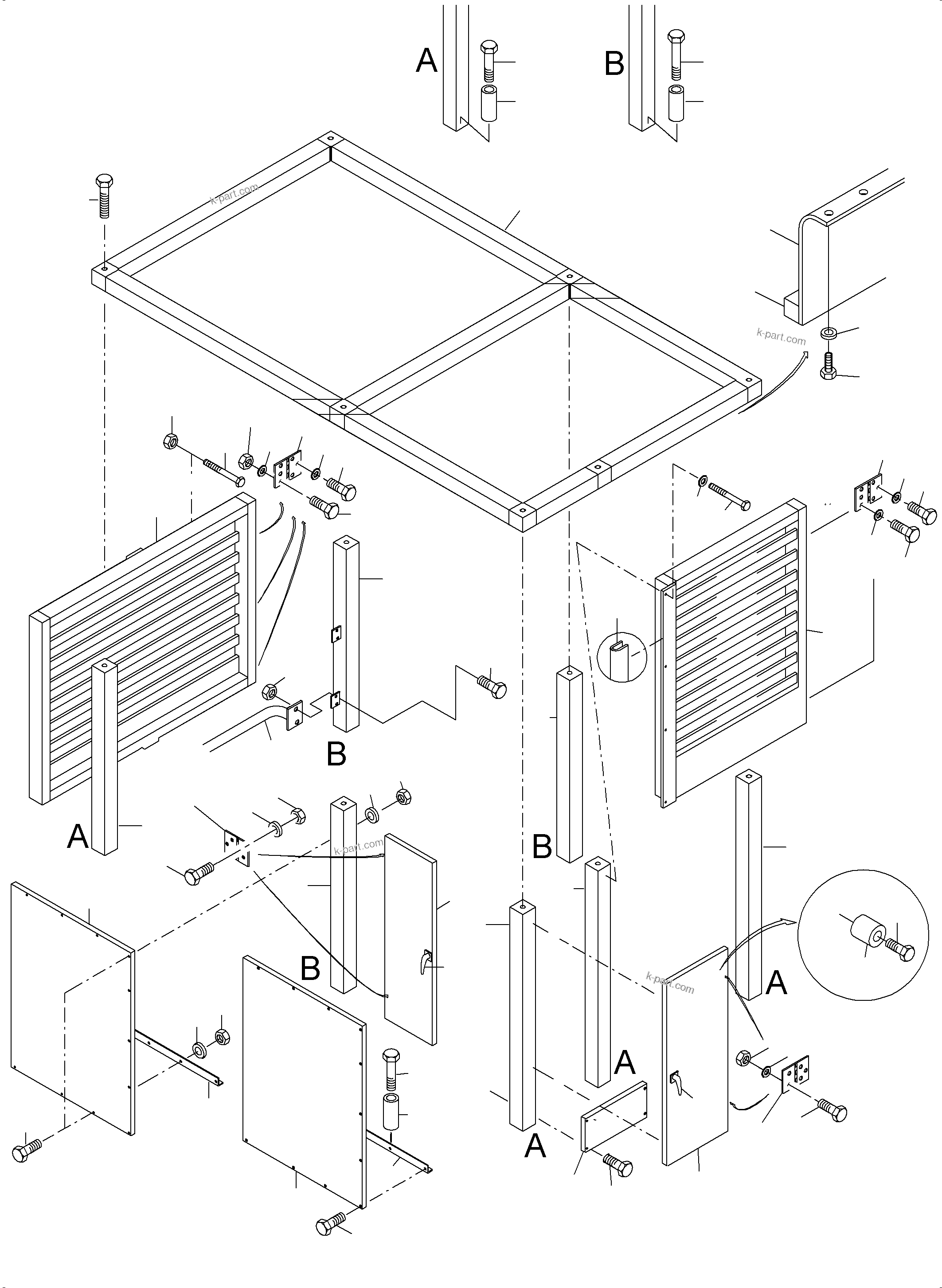 Komatsu parts book diagram for PC3000-6 S/N 06271: COVERING - ENGINE HOUSING