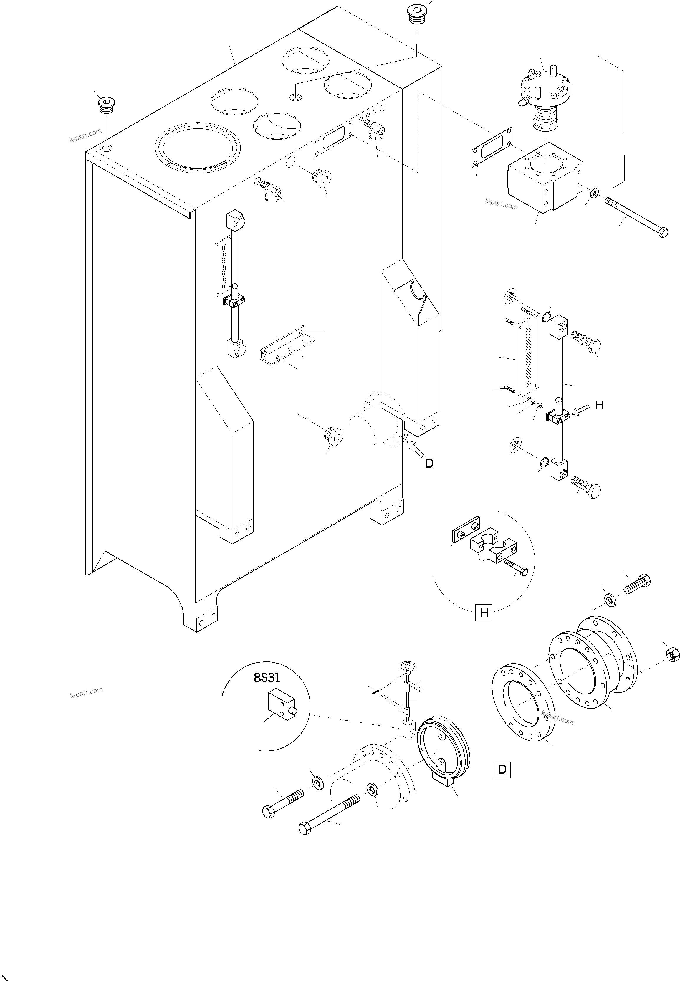 Komatsu parts book diagram for PC3000-6 S/N 06271: MAIN OIL TANK