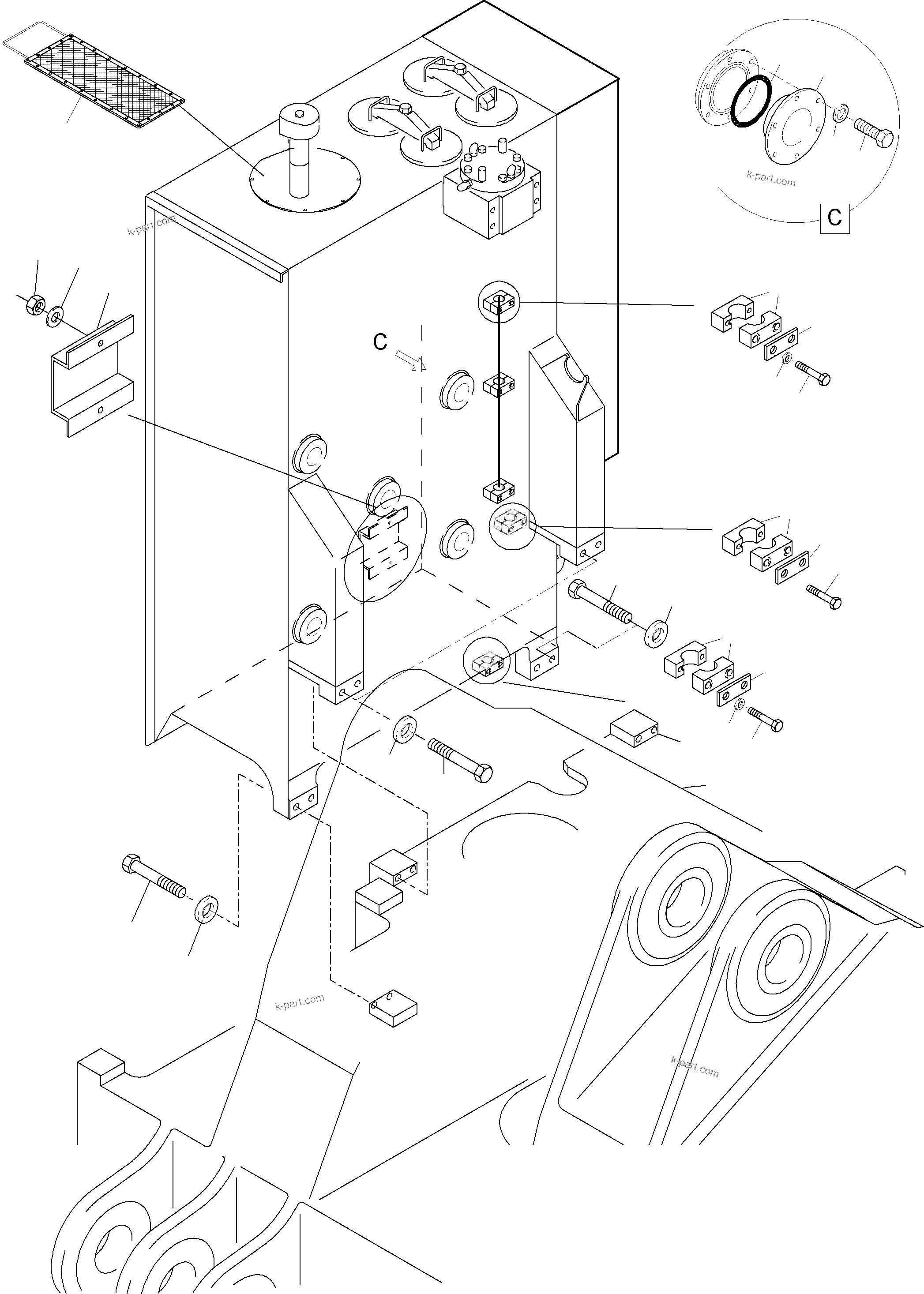 Komatsu parts book diagram for PC3000-6 S/N 06271: MAIN OIL TANK
