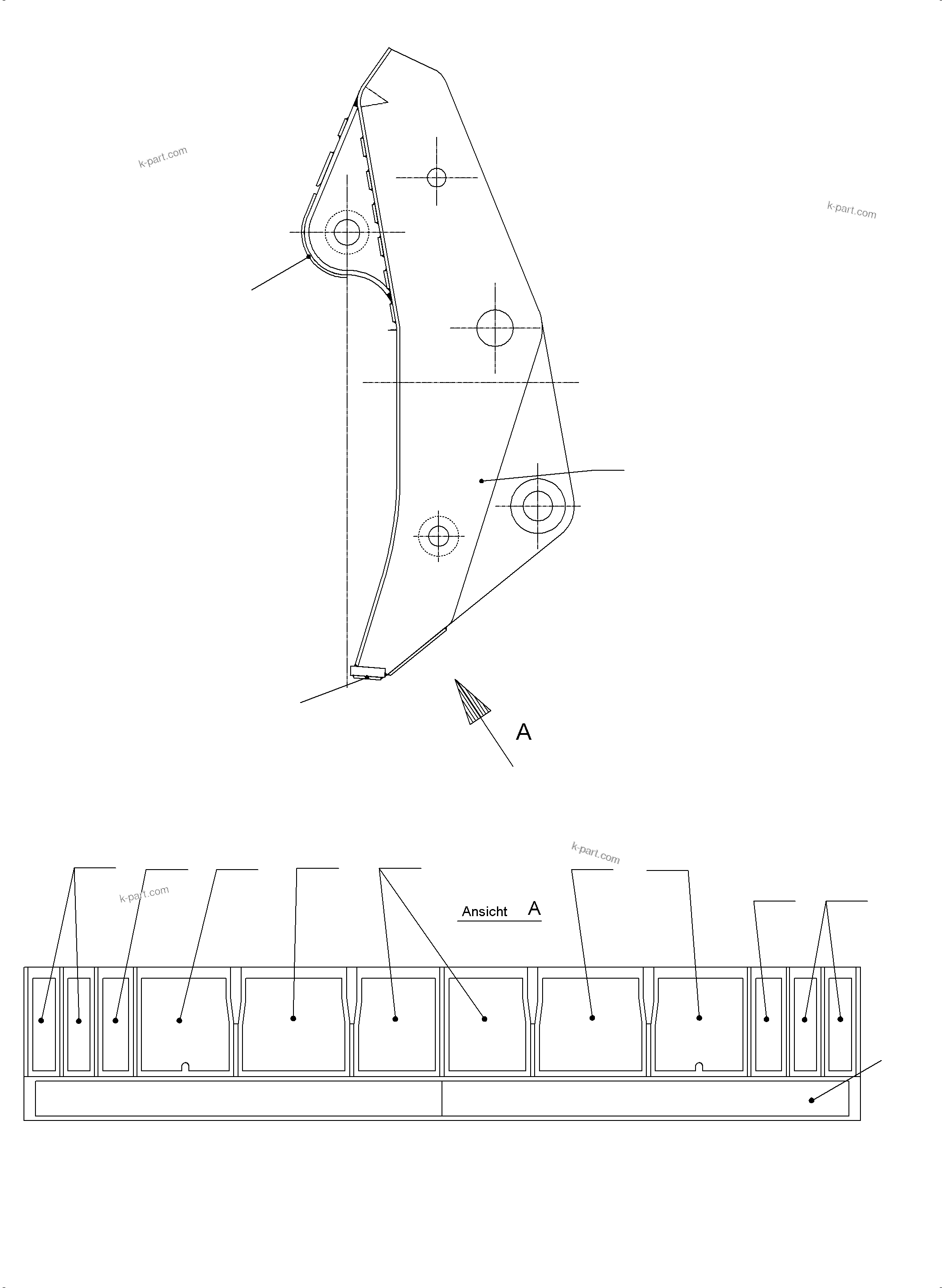Komatsu parts book diagram for PC3000-6 S/N 06271: WEAR PACKAGE BACK PANEL AND BULLCLAM 15/16 CBM WP4