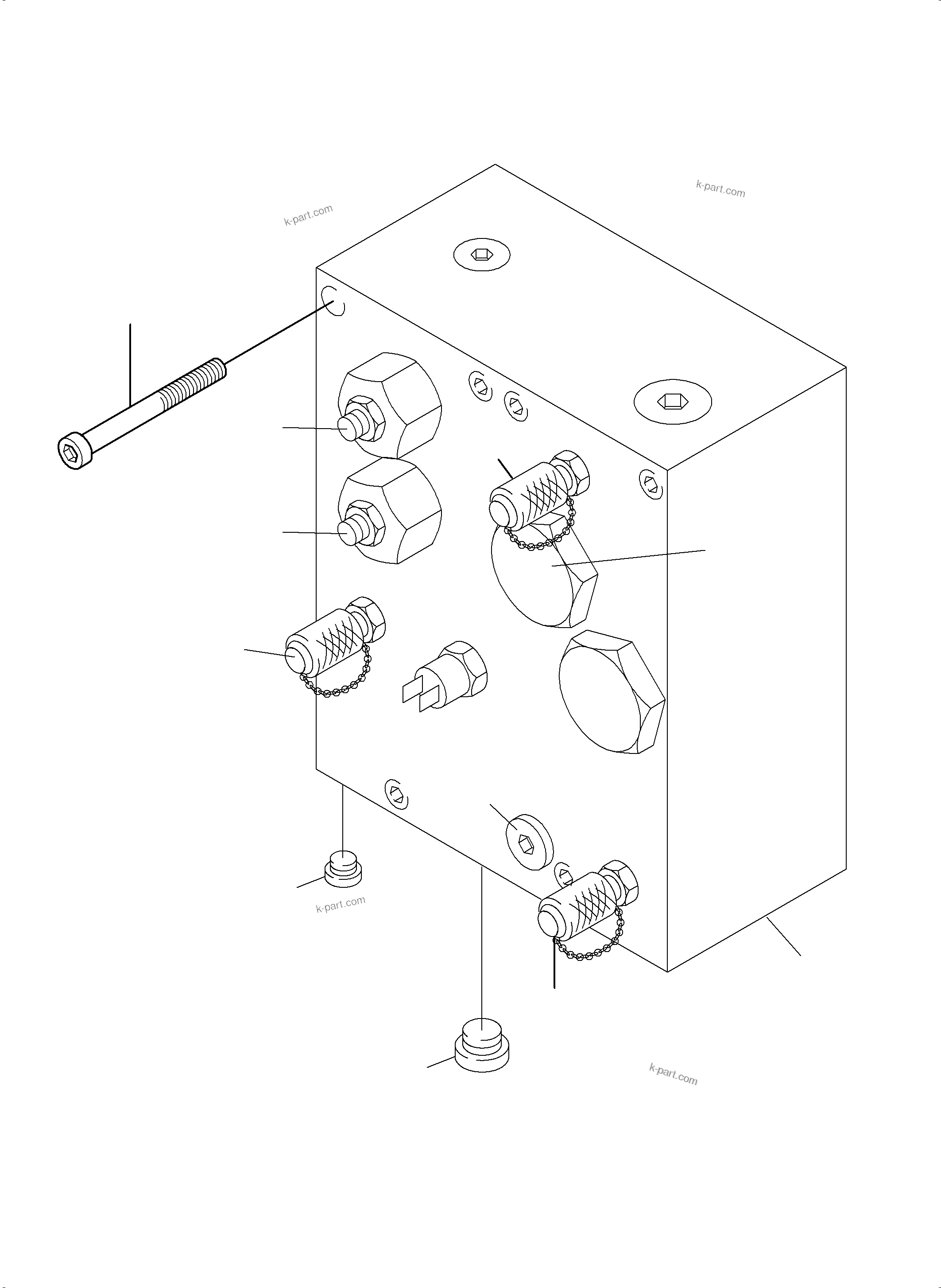 Komatsu parts book diagram for PC3000-6 S/N 06278: VALVE - PILOT OIL BLOCK 1 DRIVE