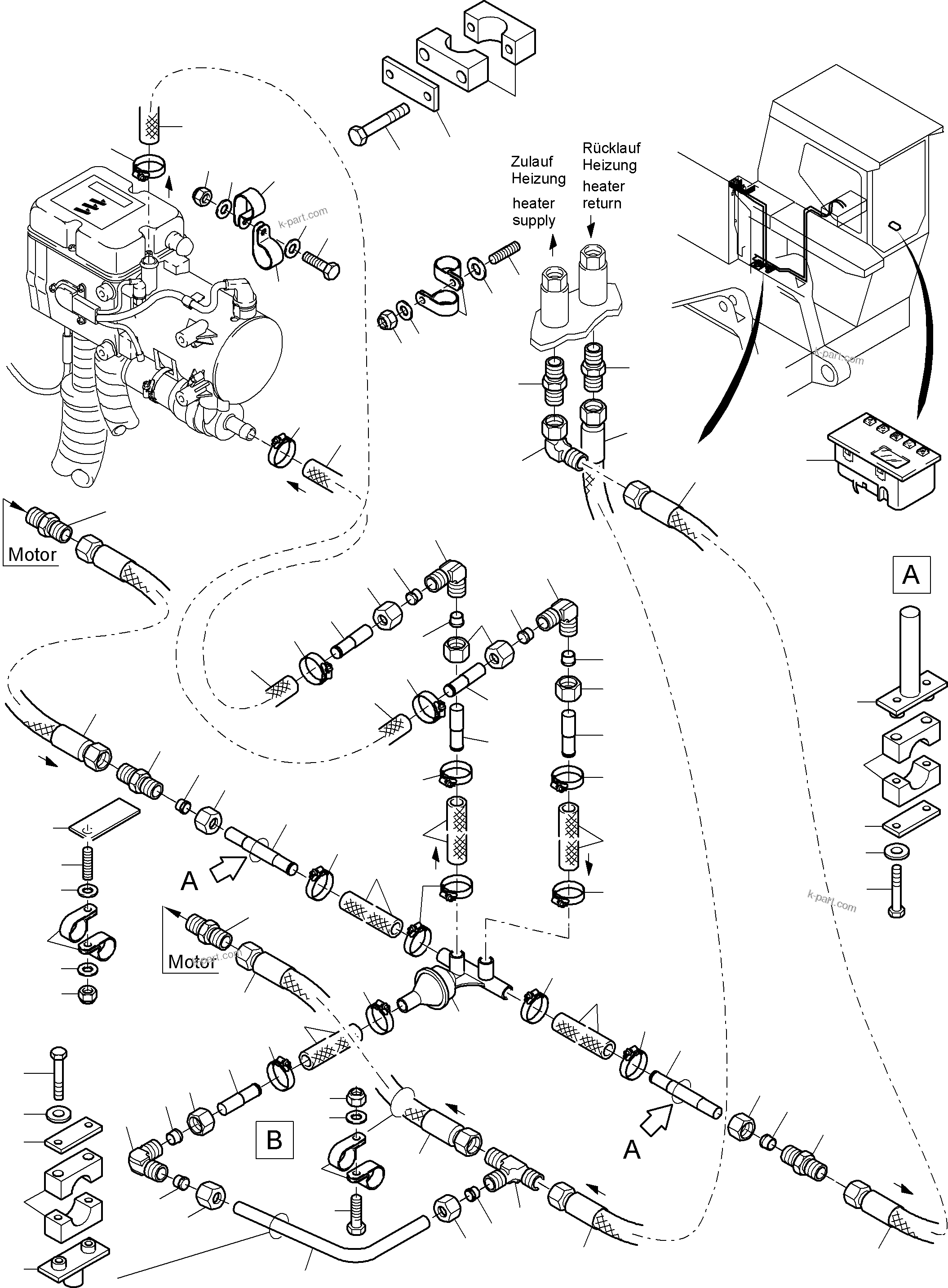 Komatsu parts book diagram for PC3000-6 S/N 06278: HEATER SYSTEM CAB