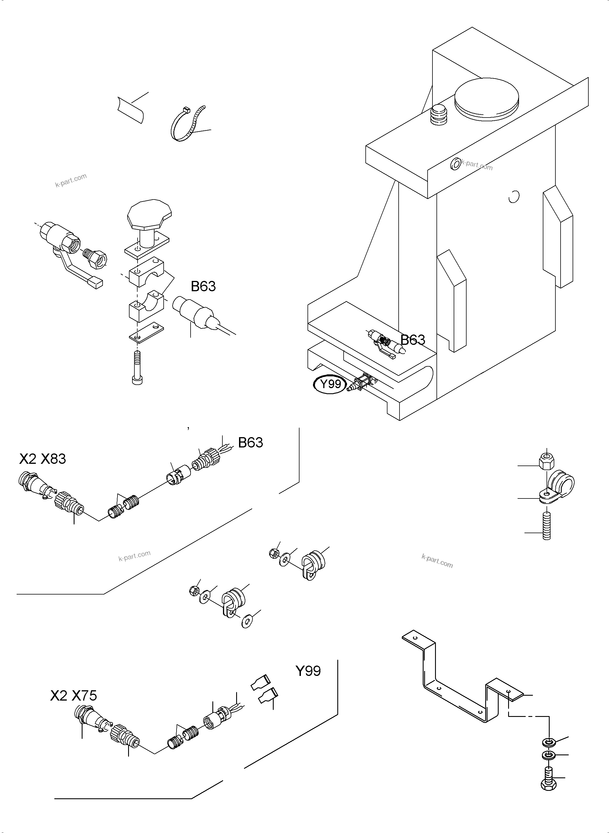 Komatsu parts book diagram for PC3000-6 S/N 06278: CABLES - TANK SENSOR - CHECK VALVE