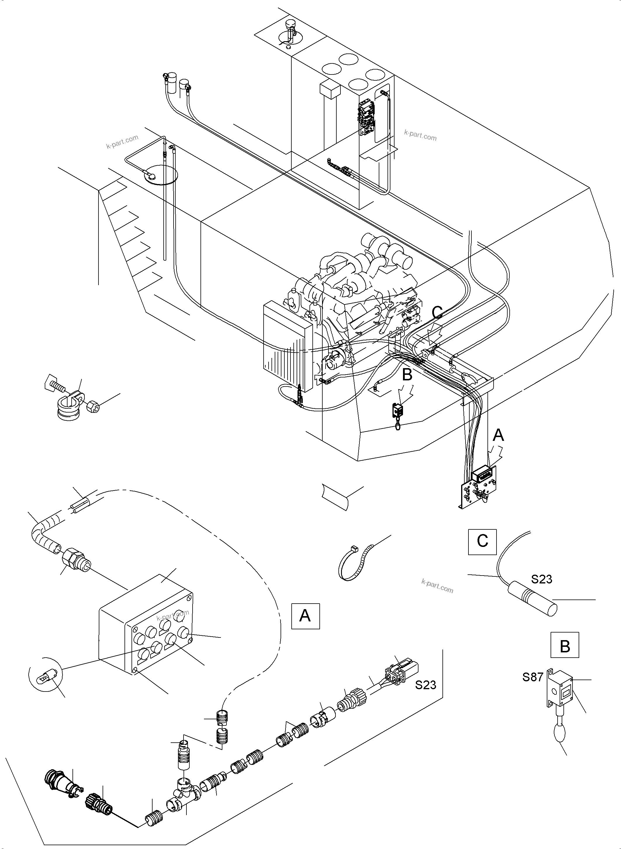 Komatsu parts book diagram for PC3000-6 S/N 06278: ELECTRIC PARTS - REFUELING