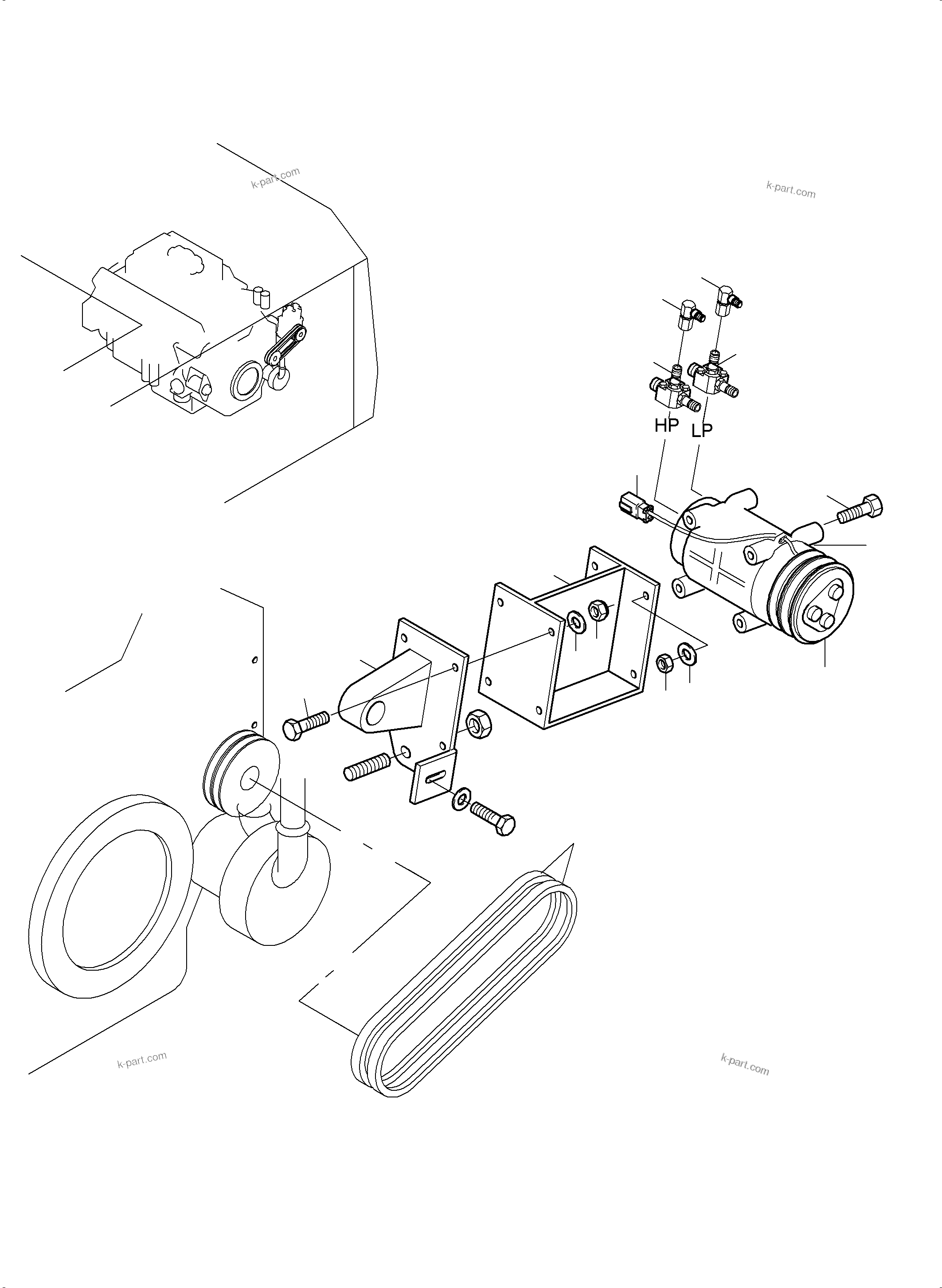 Komatsu parts book diagram for PC3000-6 S/N 06278: AIR CONDITIONING COMPRESSOR DRIVE