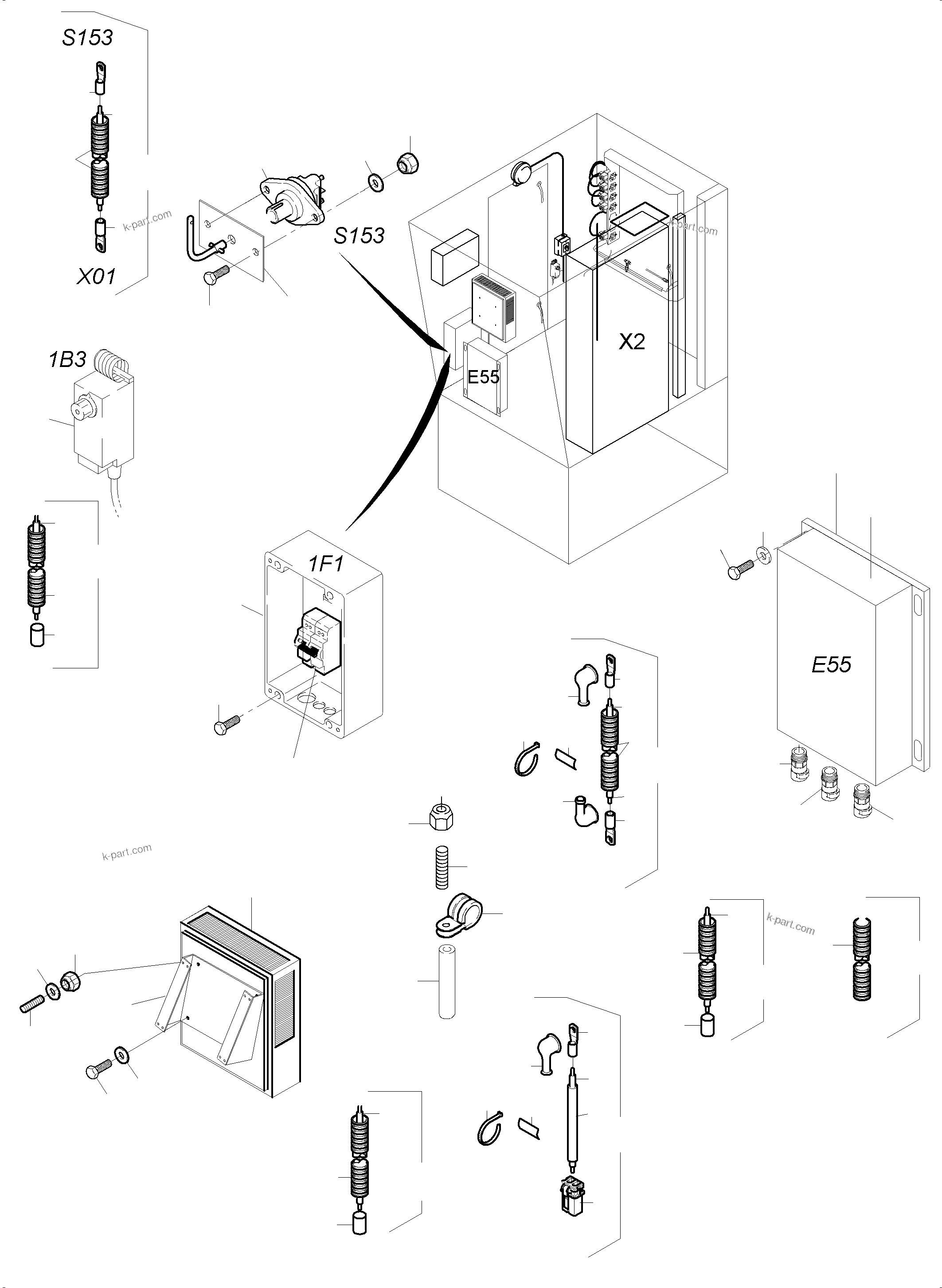 Komatsu parts book diagram for PC3000-6 S/N 06278: ELECTRIC PARTS TEMPERATURE CONDITIONING CAB SUPPORT