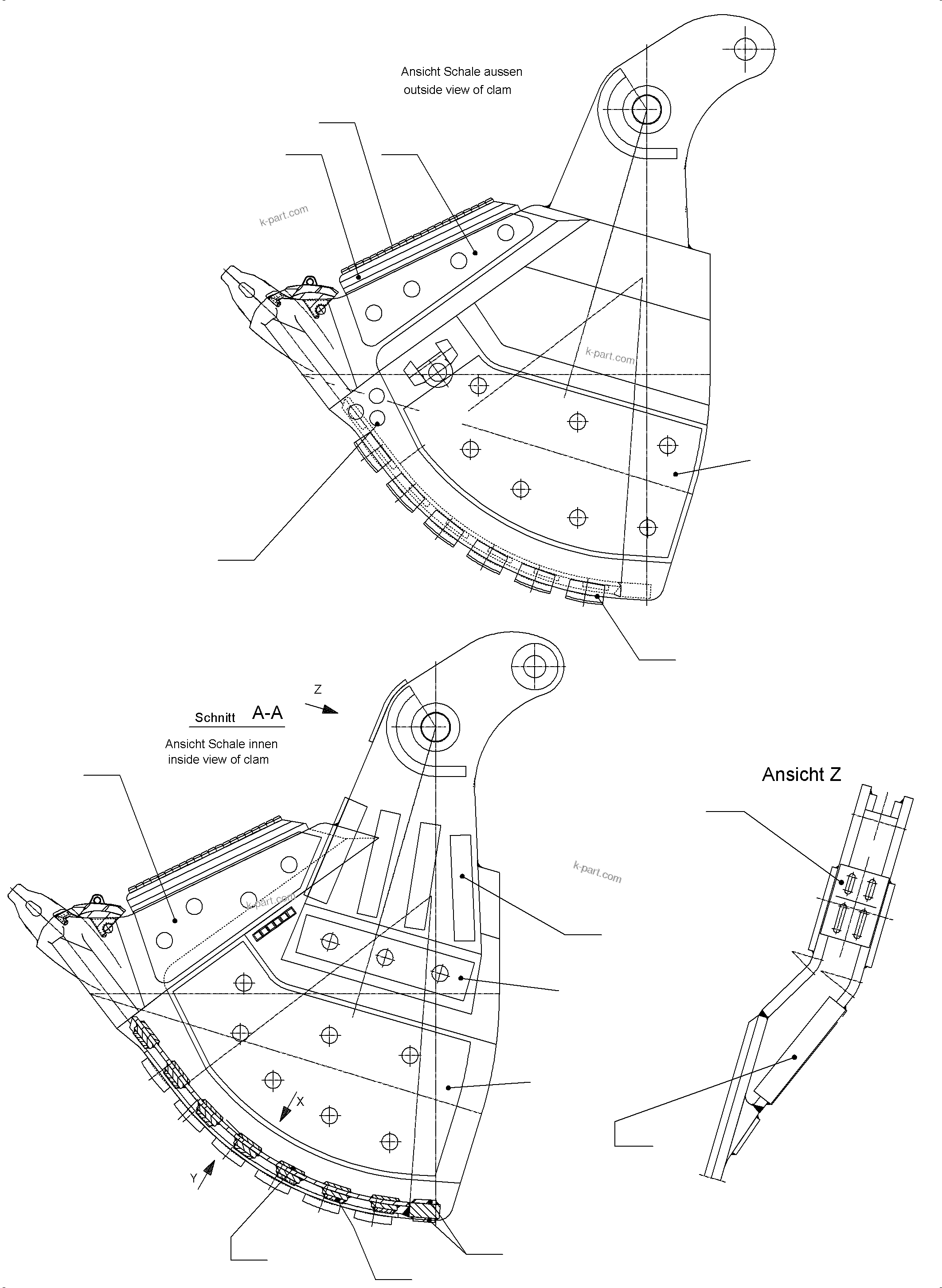 Komatsu parts book diagram for PC3000-6 S/N 06278: WEAR PACKAGE BACK PANEL AND BULLCLAM 15/16M3 WP4