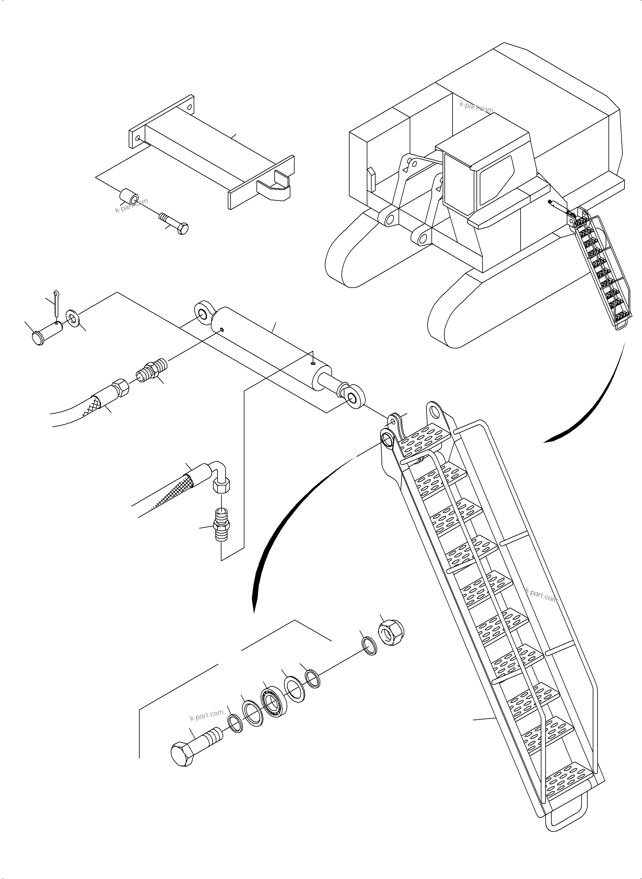 Komatsu parts book diagram for PC3000-6 S/N 06278: LADDER, HYDRAULIC