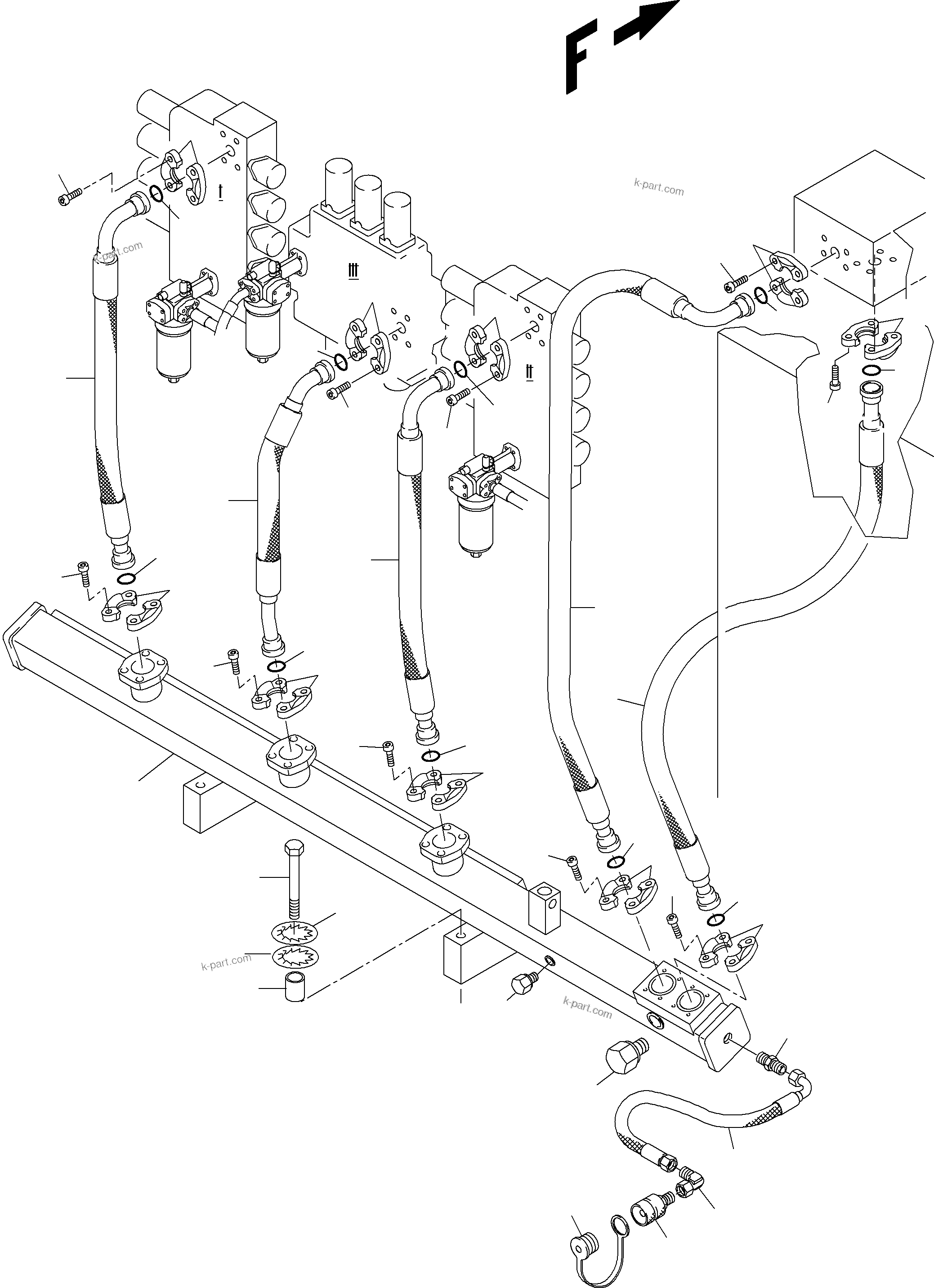 Komatsu parts book diagram for PC3000-6 S/N 06278: RETURN LINES - CONTROLBLOCKS
