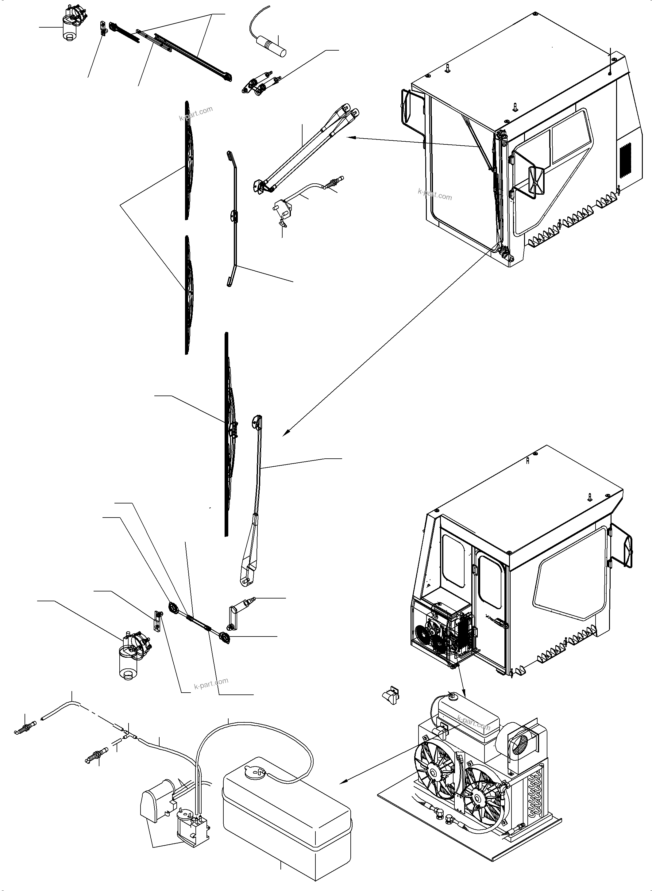 Komatsu parts book diagram for PC3000-6 S/N 06279: WINDSCREEN WASHING ASSY.