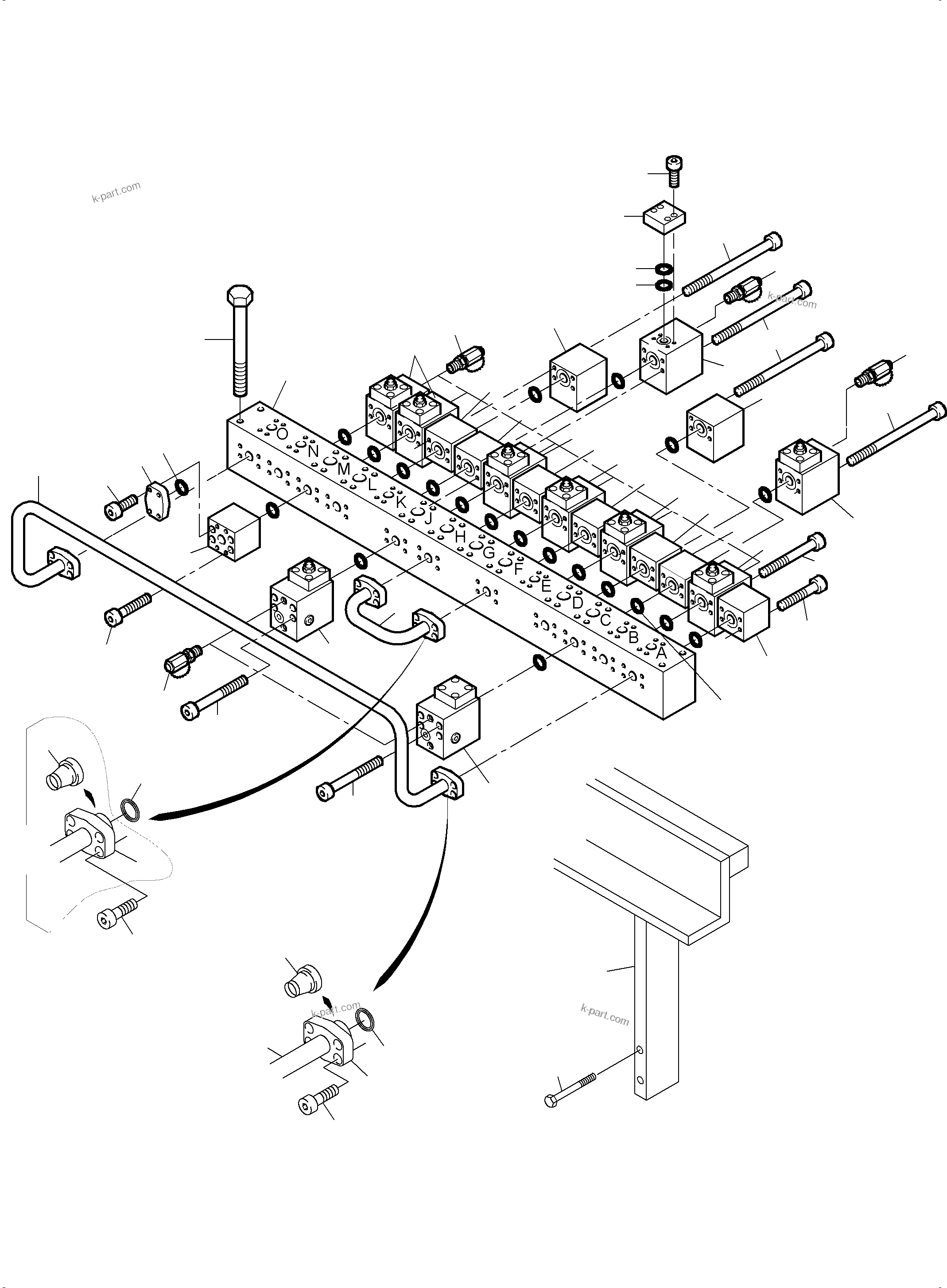 Komatsu parts book diagram for PC3000-6 S/N 06279: MANIFOLD (BBE)