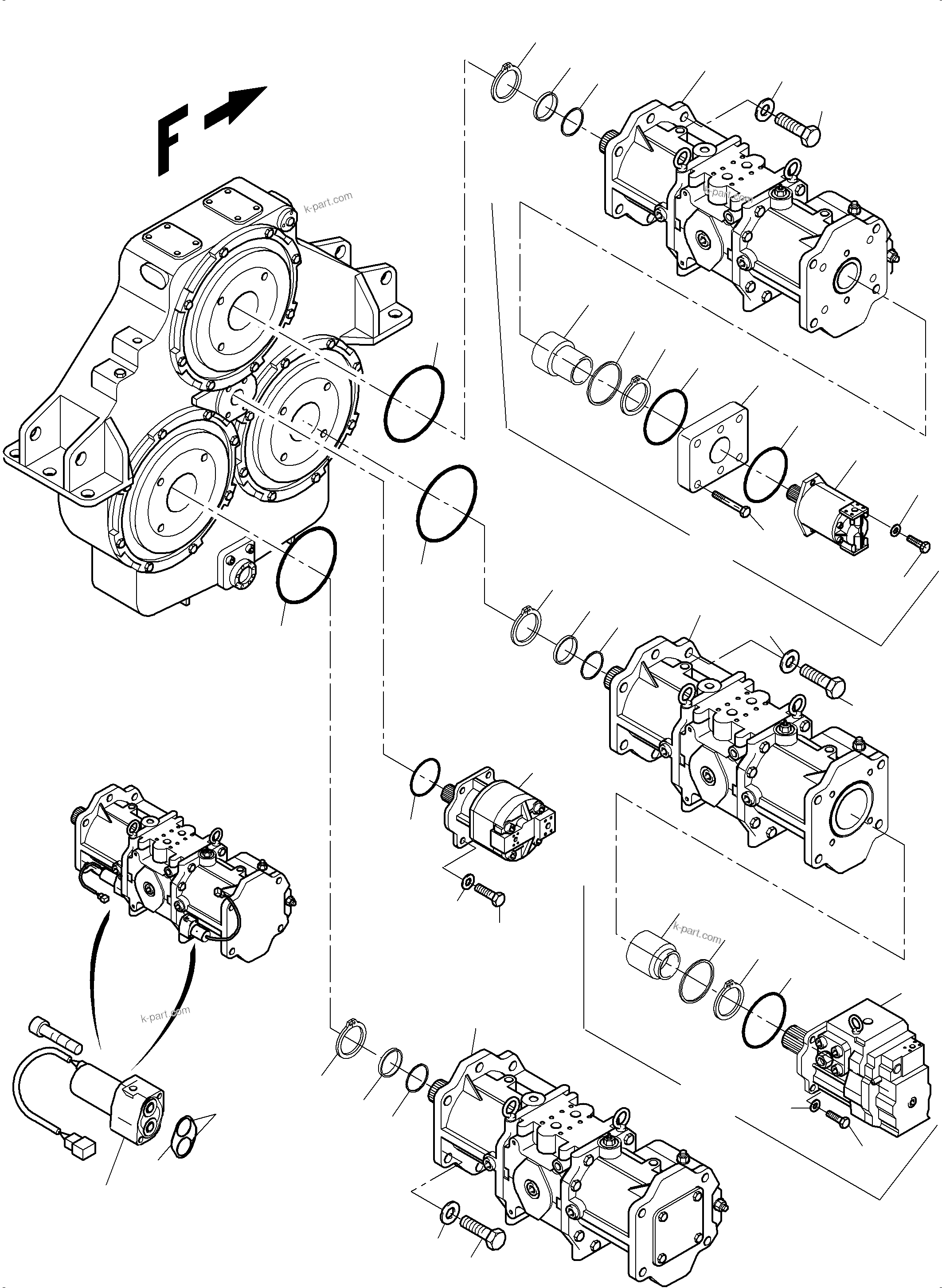 Komatsu parts book diagram for PC3000-6 S/N 06279: PUMP ARRANGEMENT