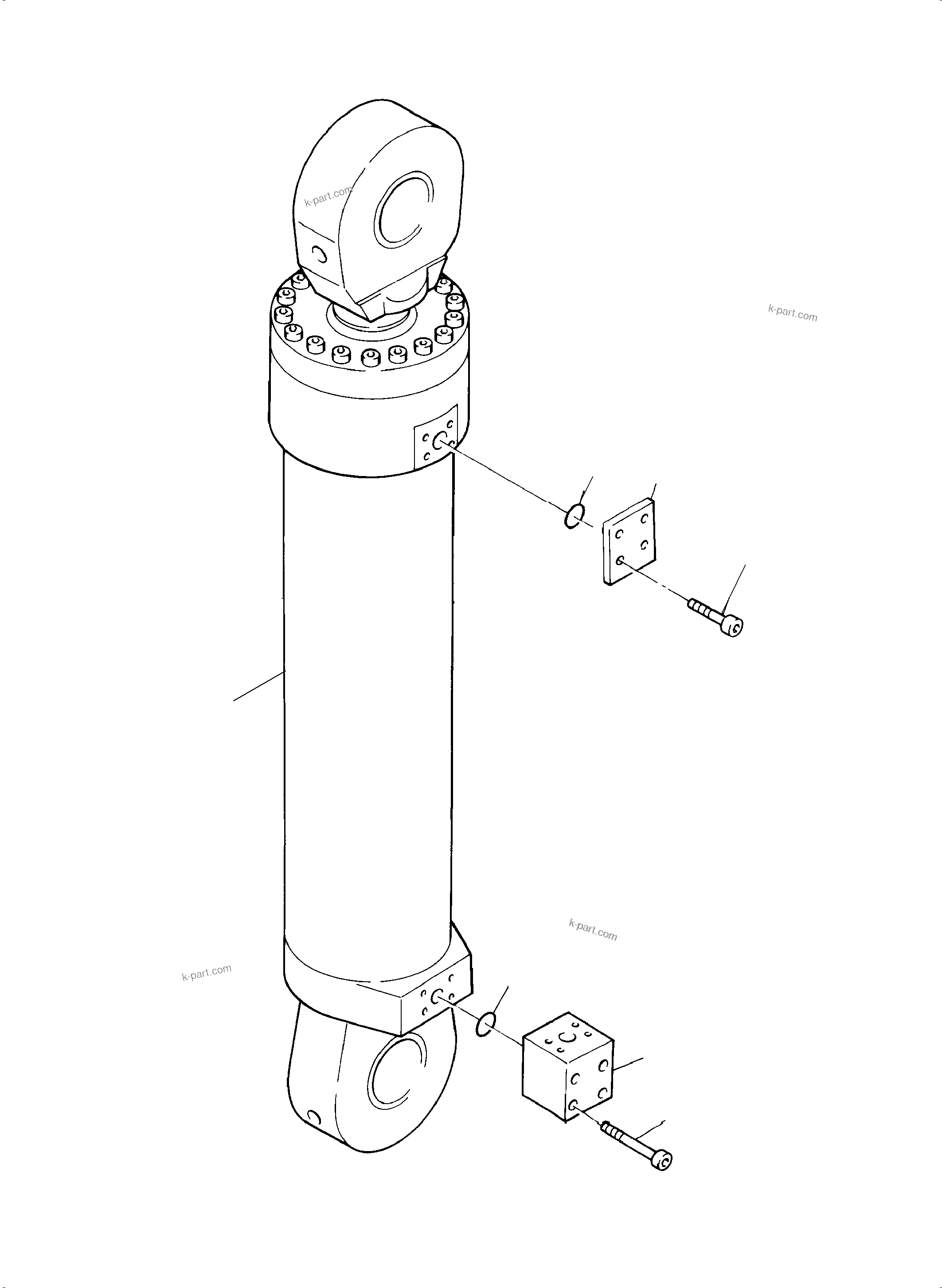 Komatsu parts book diagram for PC3000-6 S/N 06279: CLAM CYLINDER, R.H. +L.H.