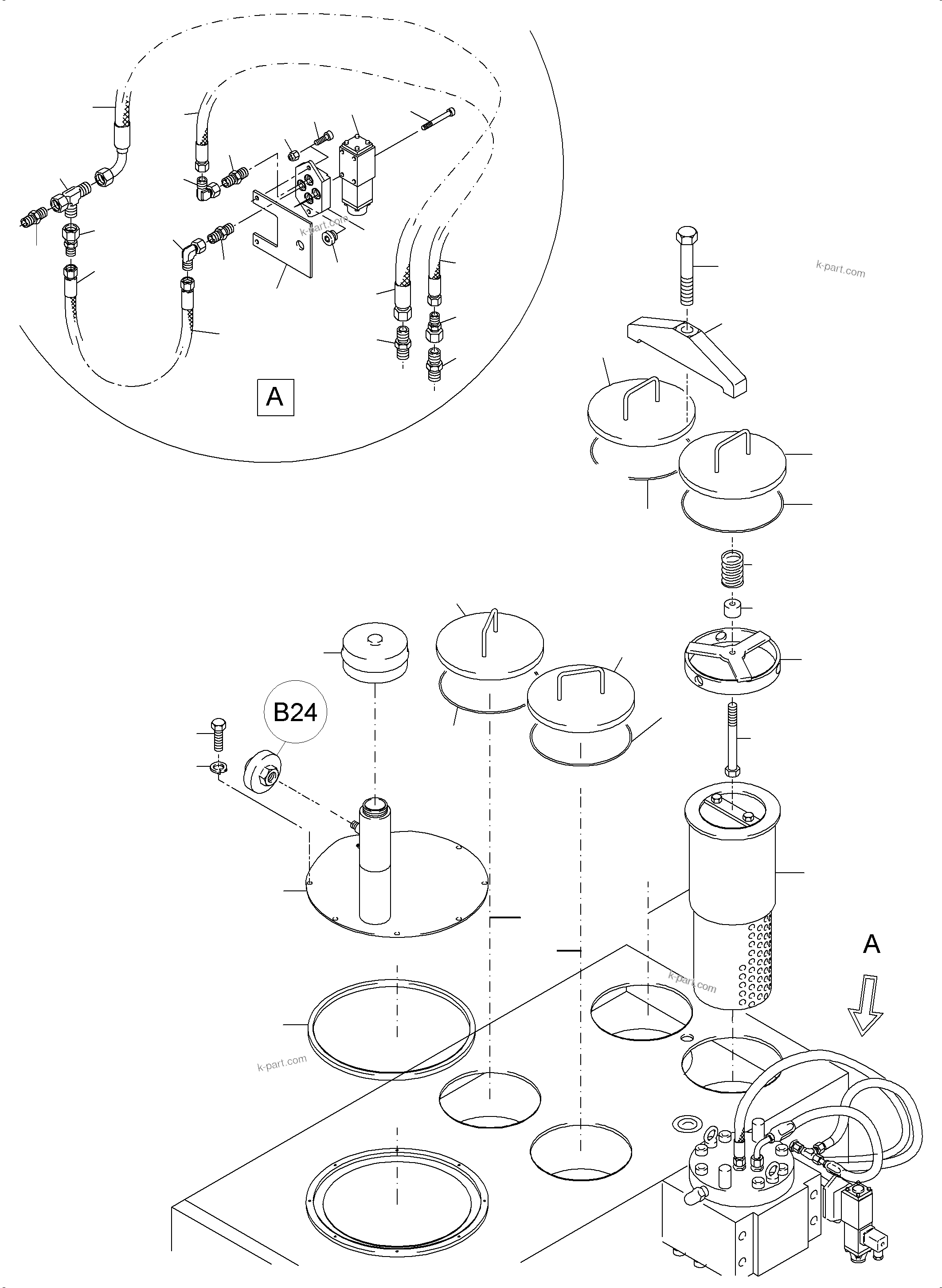 Komatsu parts book diagram for PC3000-6 S/N 06279: MAIN OIL TANK