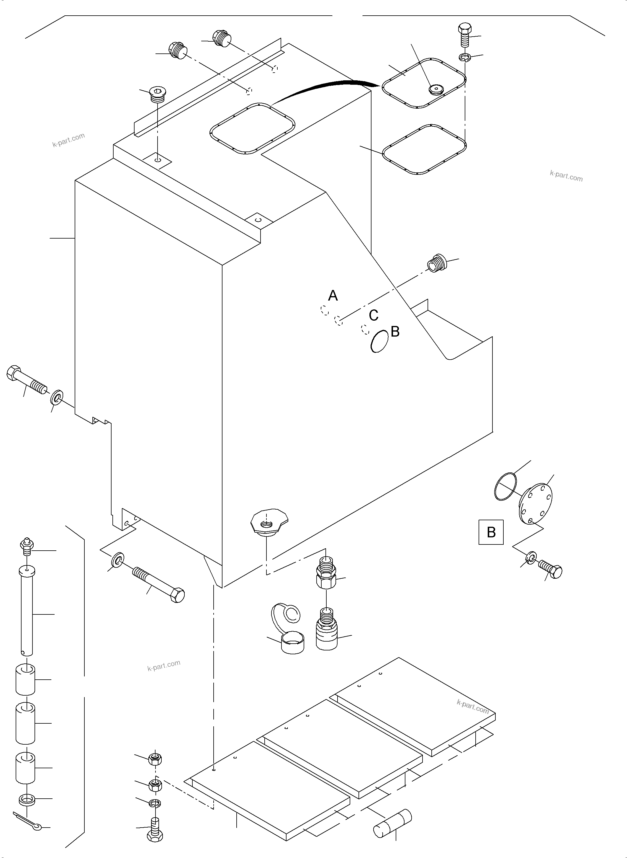 Komatsu parts book diagram for PC3000-6 S/N 06279: FUEL TANK