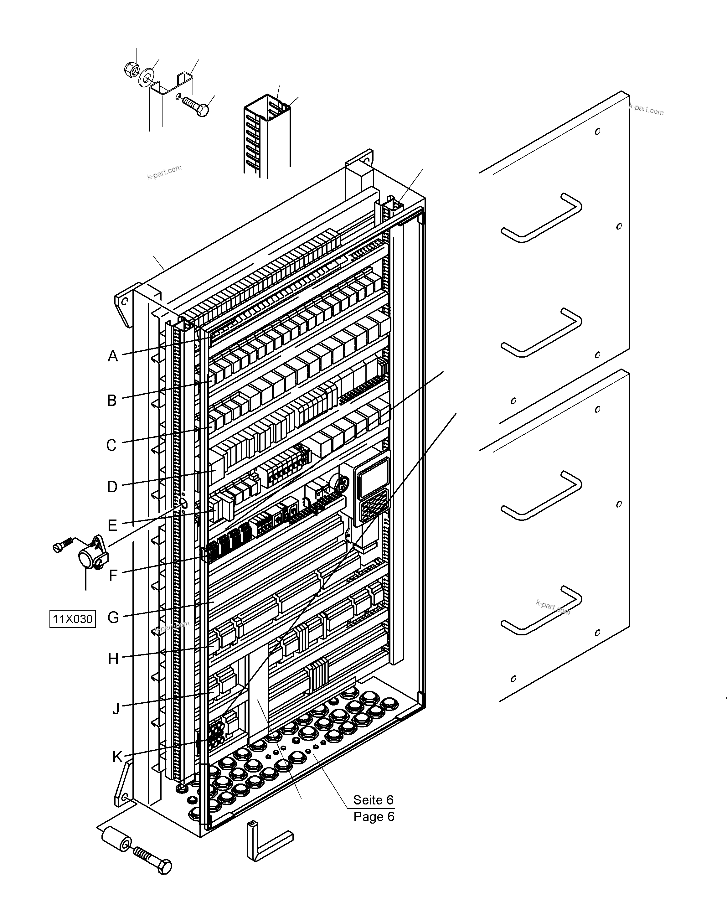 Komatsu parts book diagram for PC3000-6 S/N 06279: SWITCH CABINET LOCATION 11