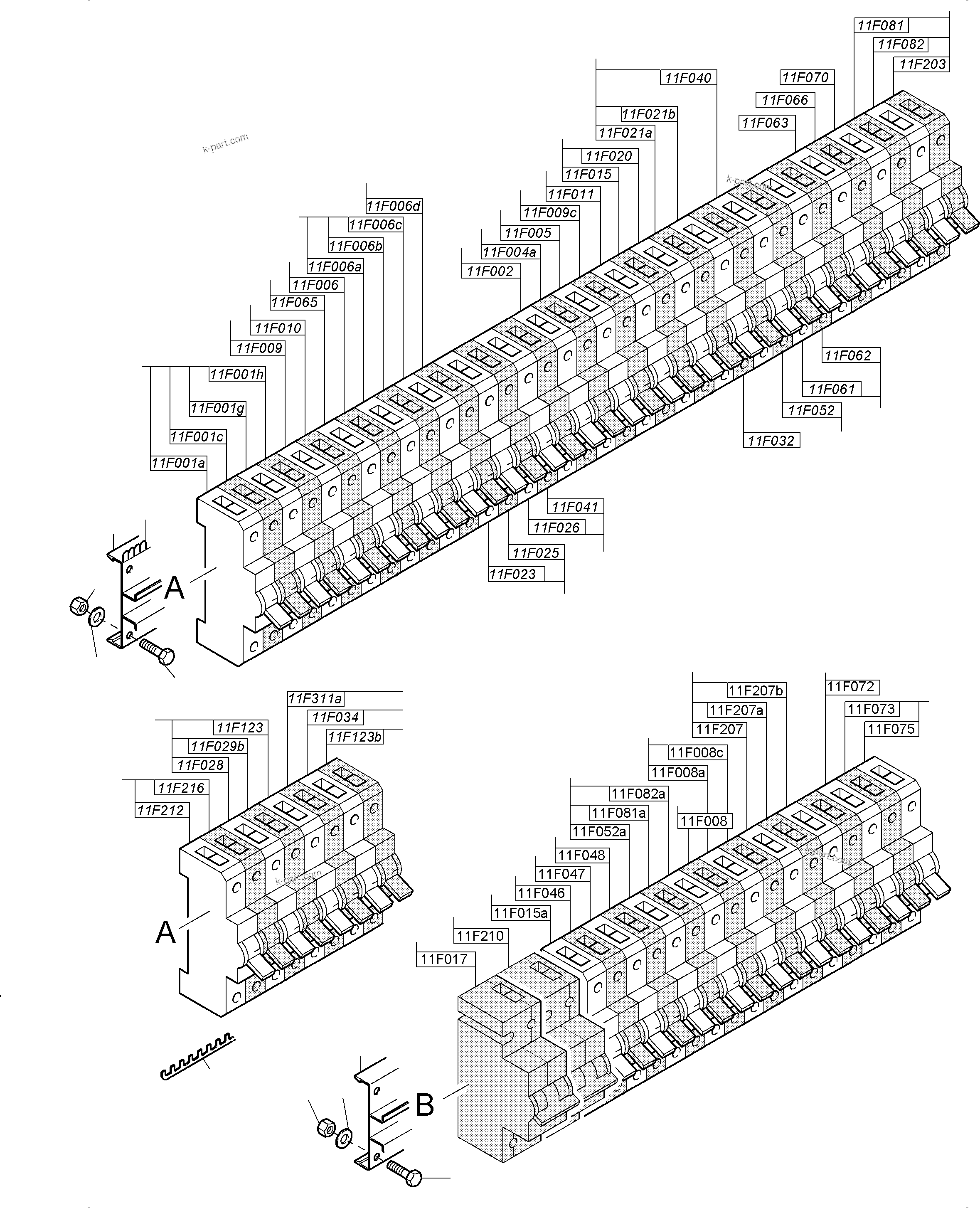 Komatsu parts book diagram for PC3000-6 S/N 06279: SWITCH CABINET LOCATION 11