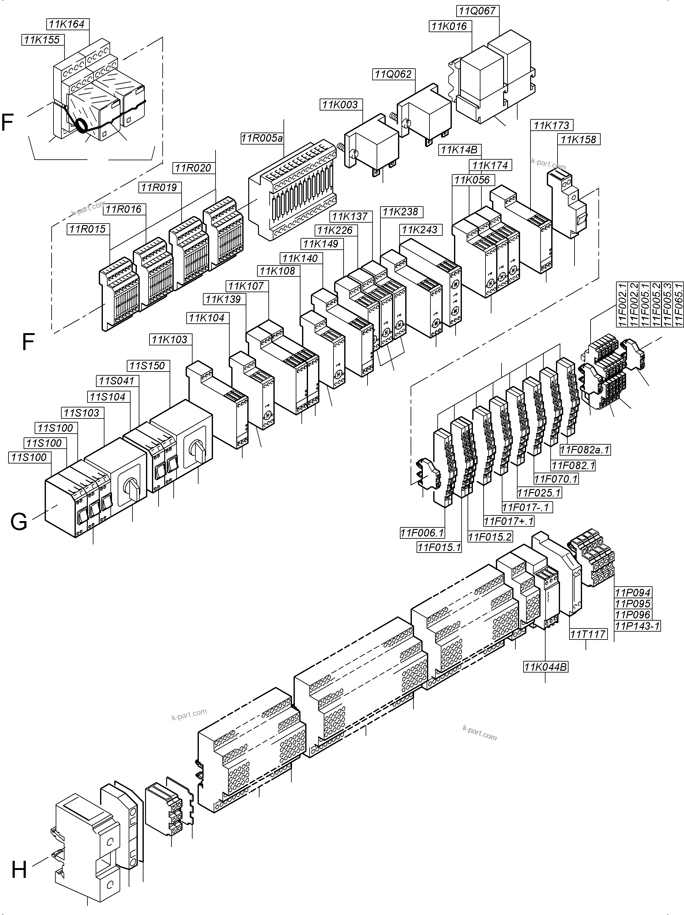 Komatsu parts book diagram for PC3000-6 S/N 06279: SWITCH CABINET LOCATION 11