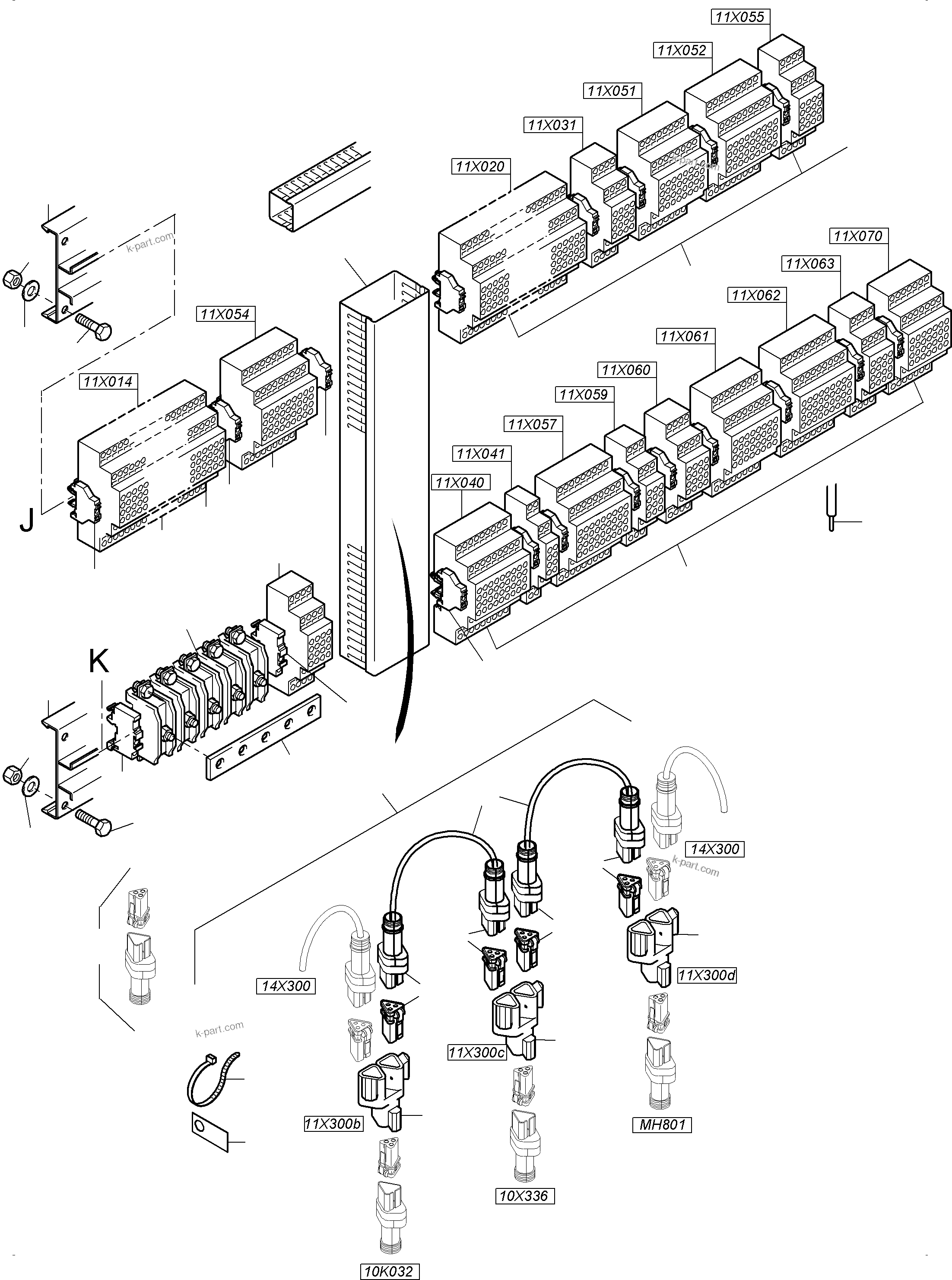 Komatsu parts book diagram for PC3000-6 S/N 06279: SWITCH CABINET LOCATION 11