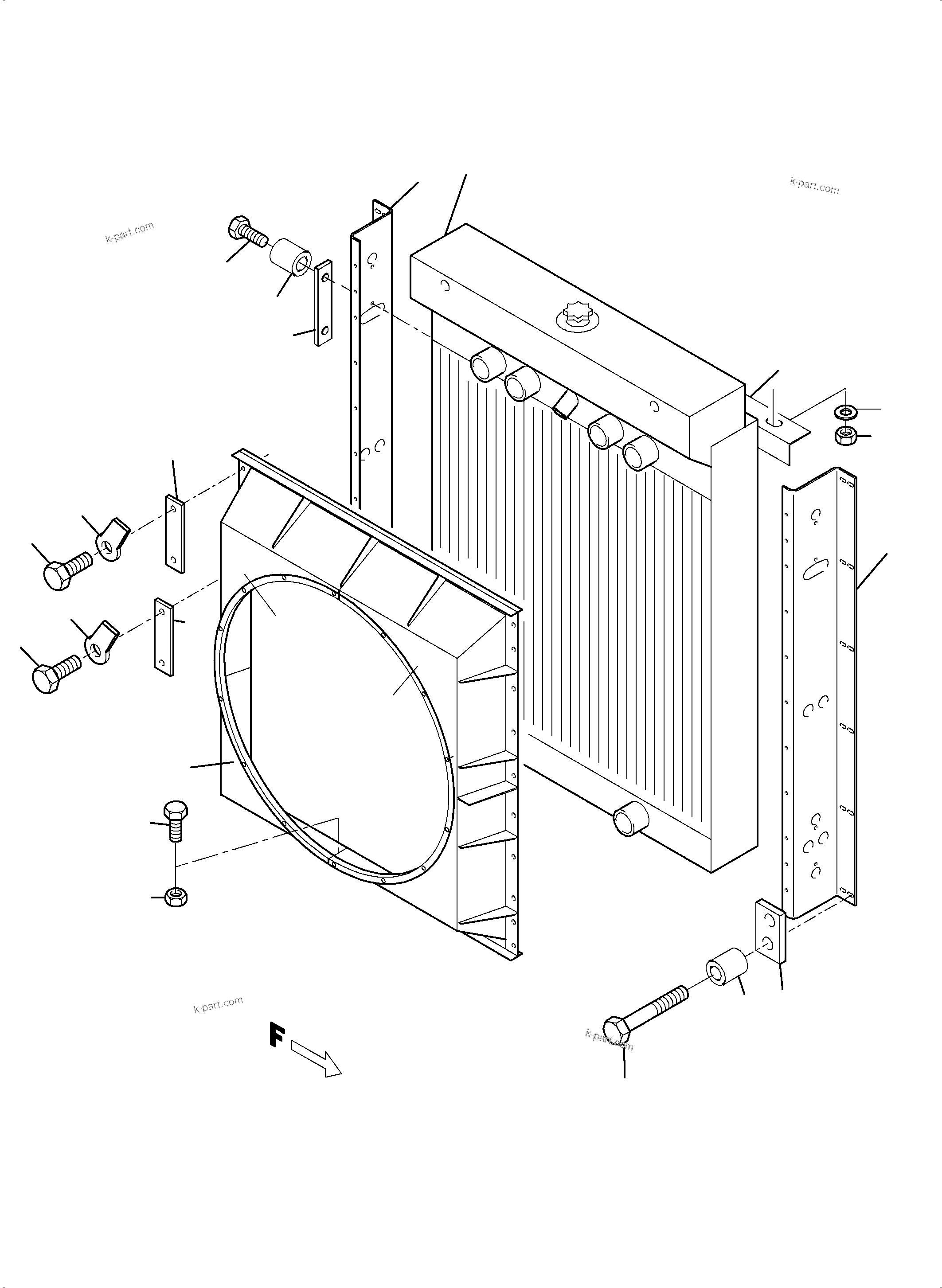 Komatsu parts book diagram for PC3000-6 S/N 06279: RADIATOR ARRANGEMENT