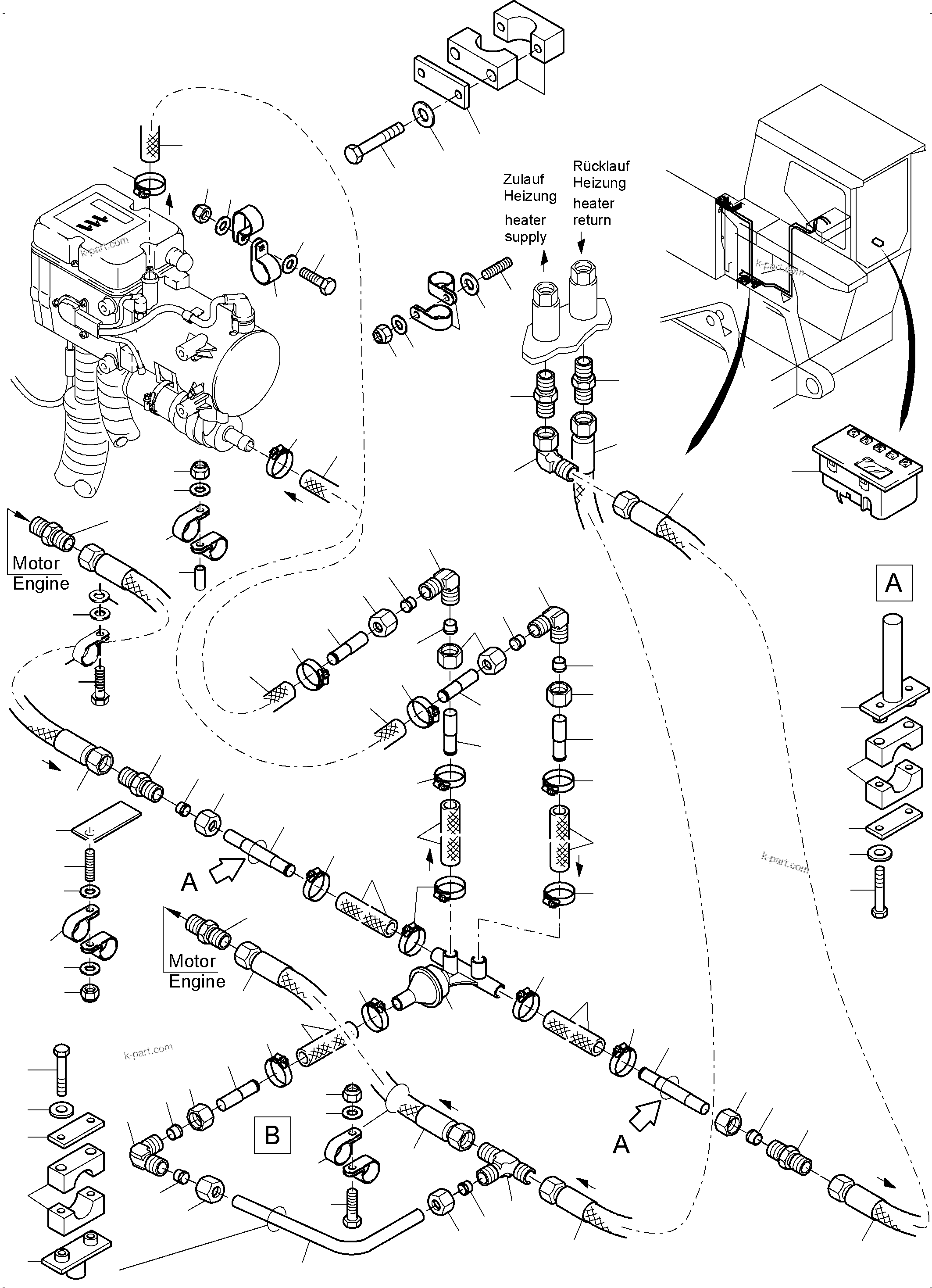 Komatsu parts book diagram for PC3000-6 S/N 06279: HEATER SYSTEM CAB