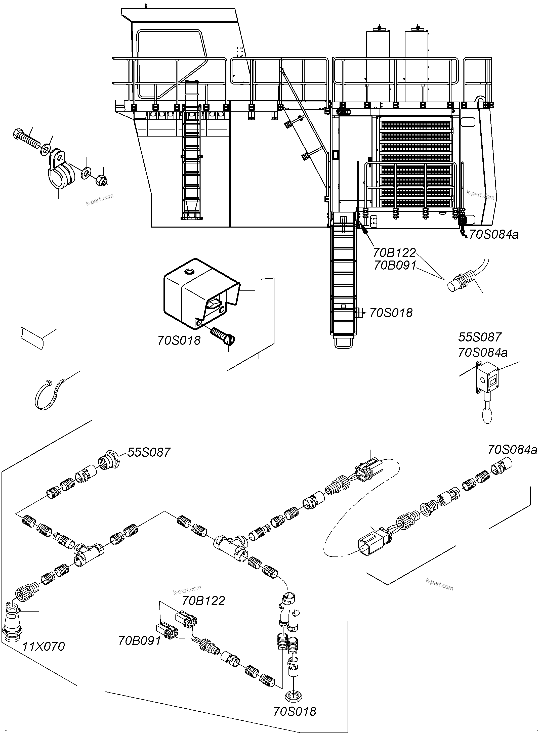 Komatsu parts book diagram for PC3000-6 S/N 06279: ELECTRIC PARTS - LADDER