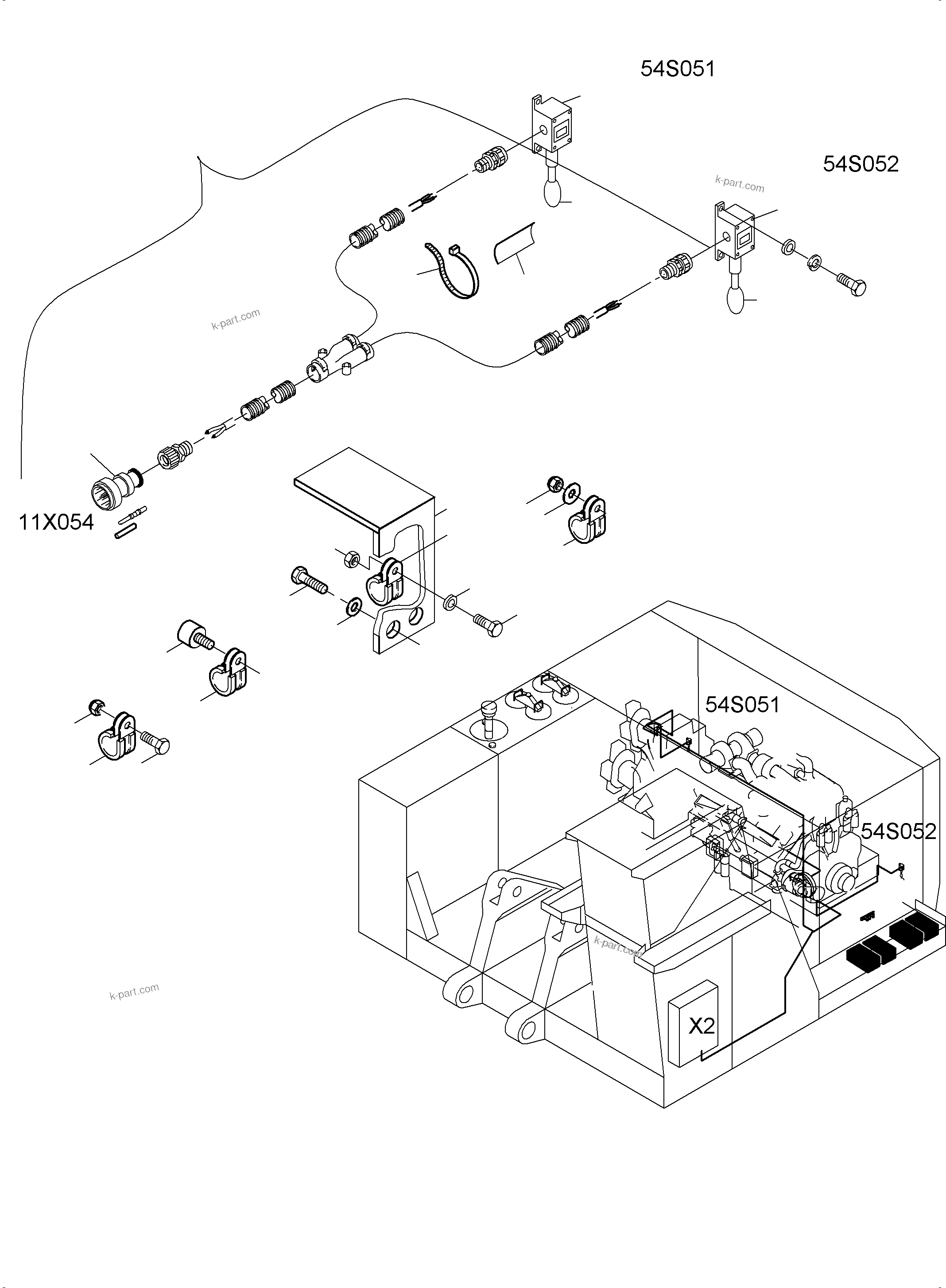 Komatsu parts book diagram for PC3000-6 S/N 06279: MOVEMENT SIGNAL INSTALLATION - EMERGENCY STOP FROM FLOOR
