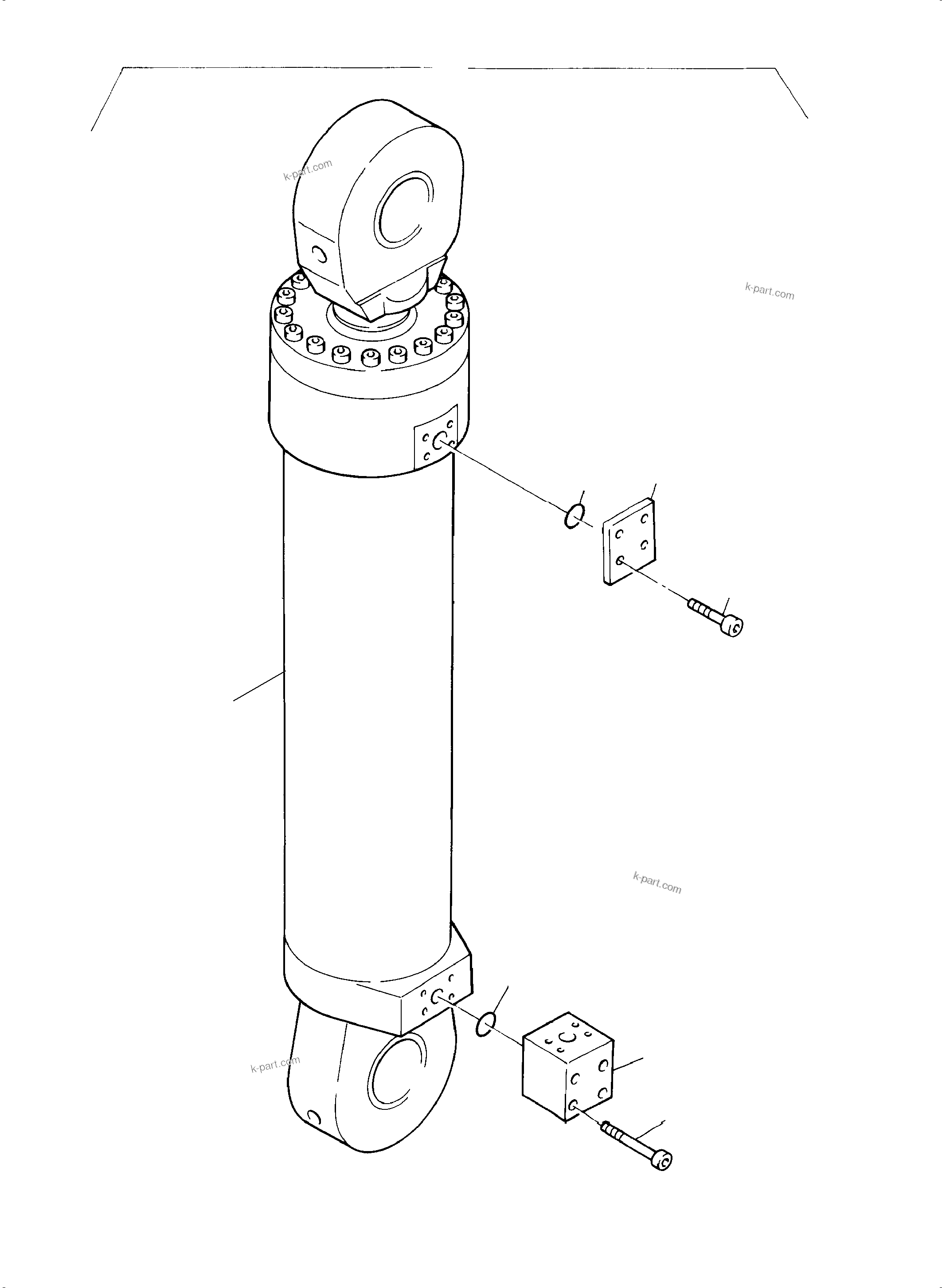 Komatsu parts book diagram for PC3000-6 S/N 06280: CLAM CYLINDER, R.H. +L.H.