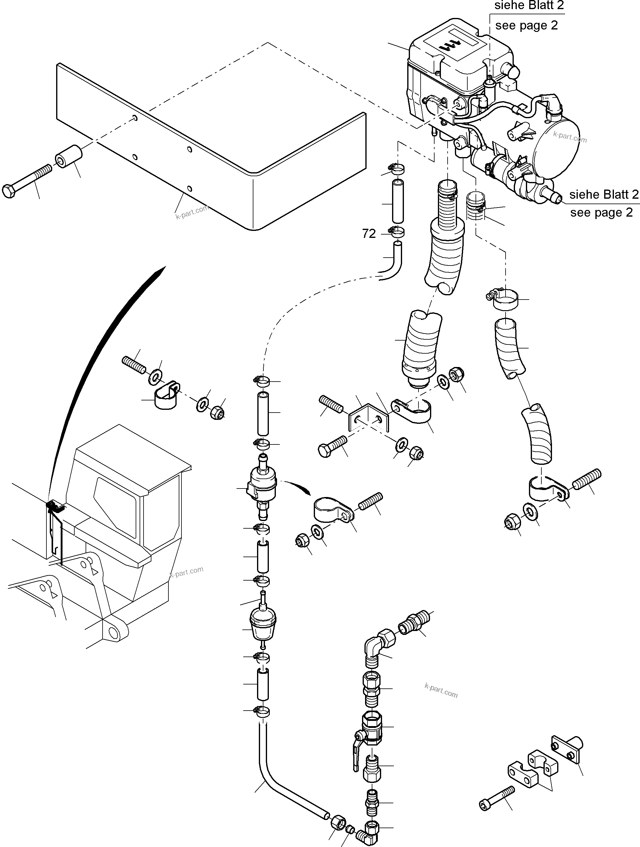 Komatsu parts book diagram for PC3000-6 S/N 06280: HEATER SYSTEM CAB