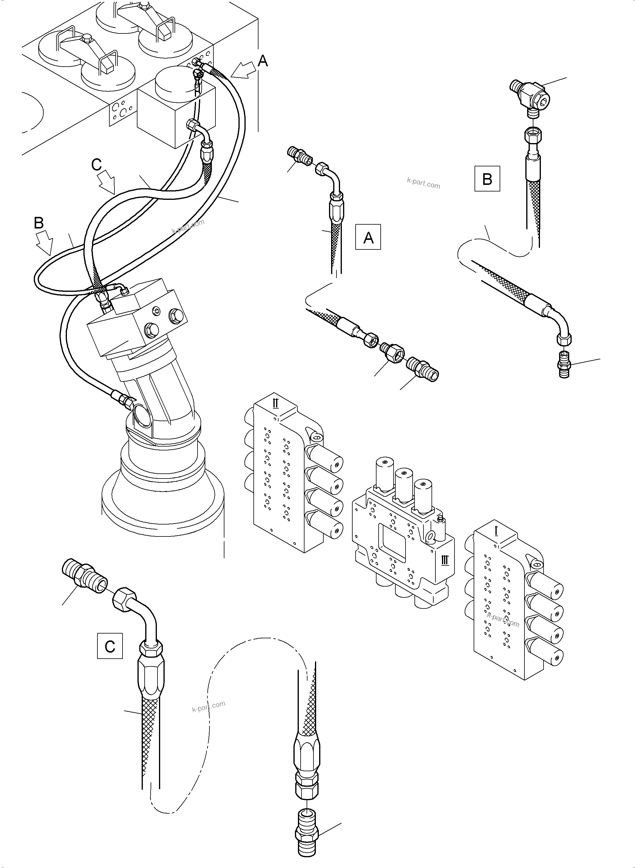 Komatsu parts book diagram for PC3000-6 S/N 06280: TANK LINES SLEW GEAR