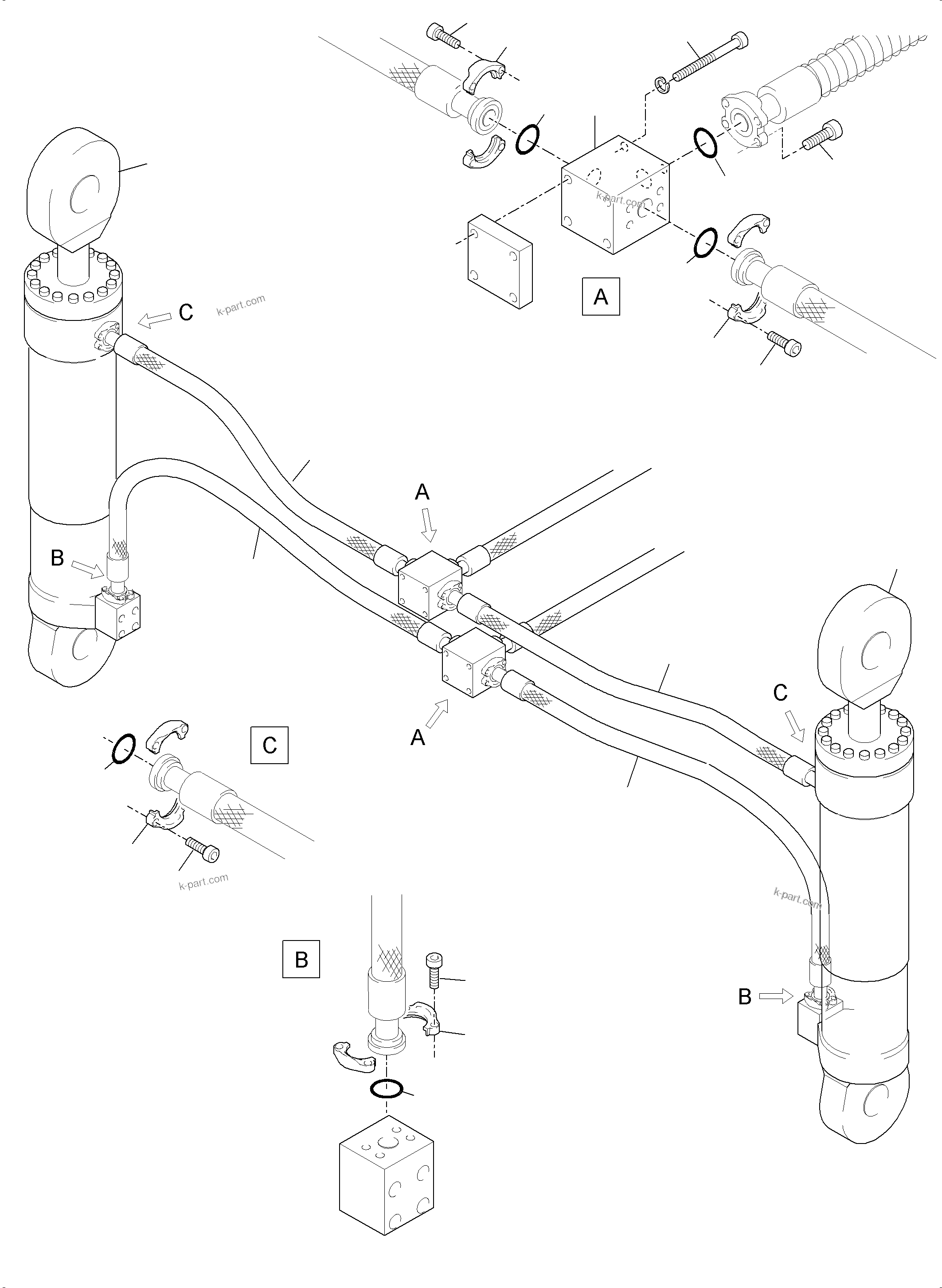 Komatsu parts book diagram for PC3000-6 S/N 06280: BULLCLAM BUCKET 15 CBM