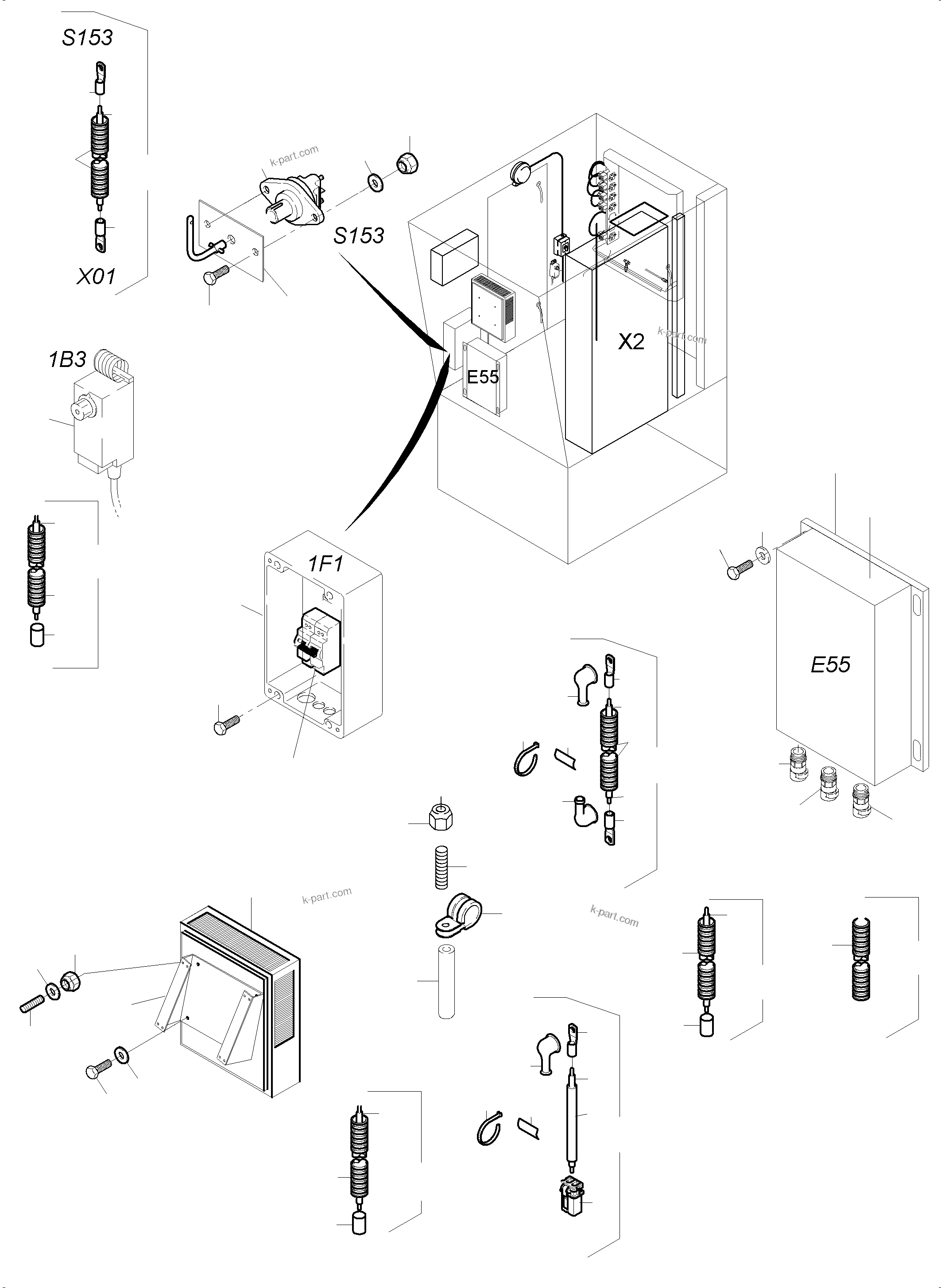 Komatsu parts book diagram for PC3000-6 S/N 06280: ELECTRIC PARTS TEMPERATURE CONDITIONING CAB SUPPORT