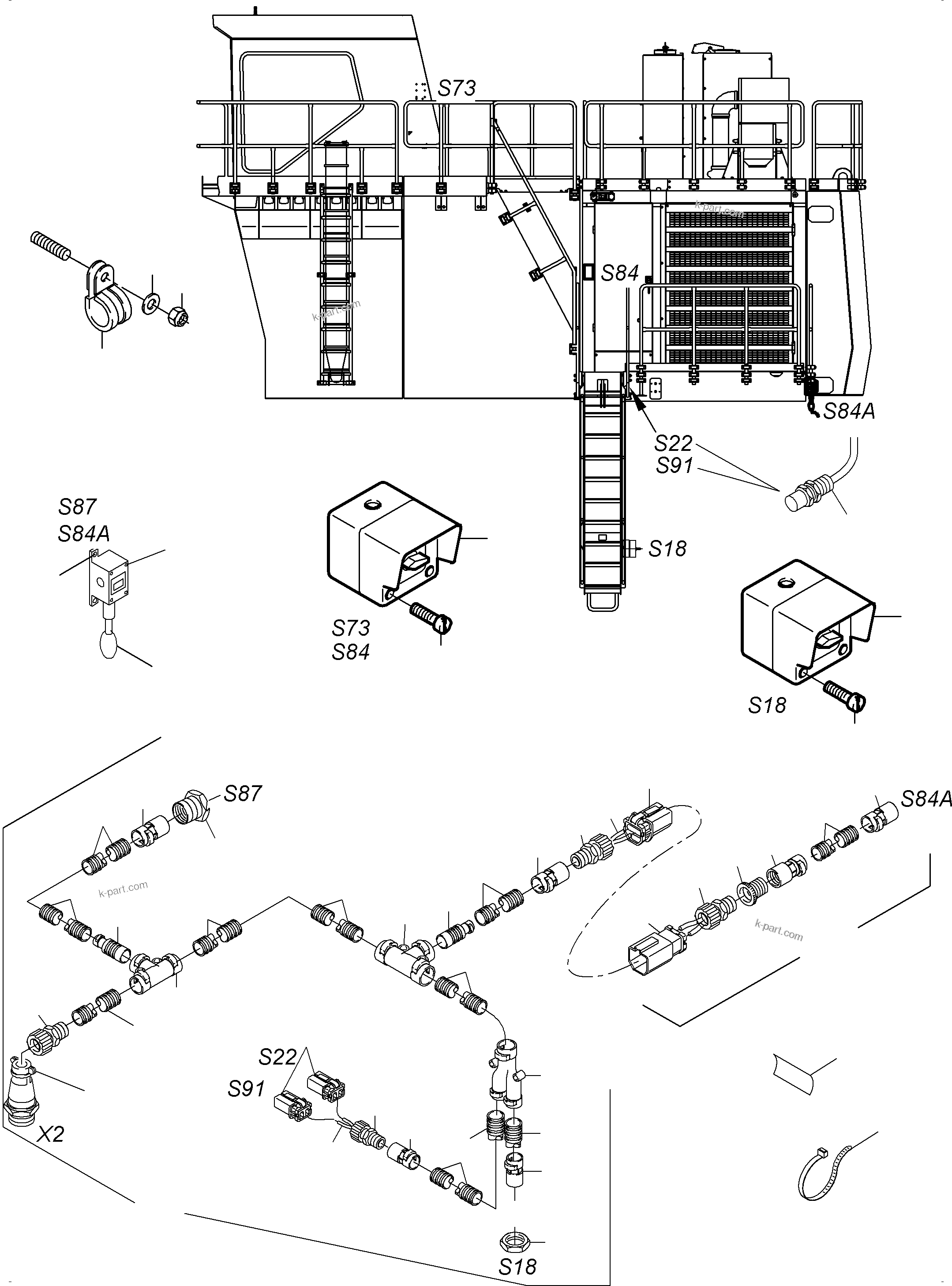 Komatsu parts book diagram for PC3000-6 S/N 06280: ELECTRIC PARTS - LADDER