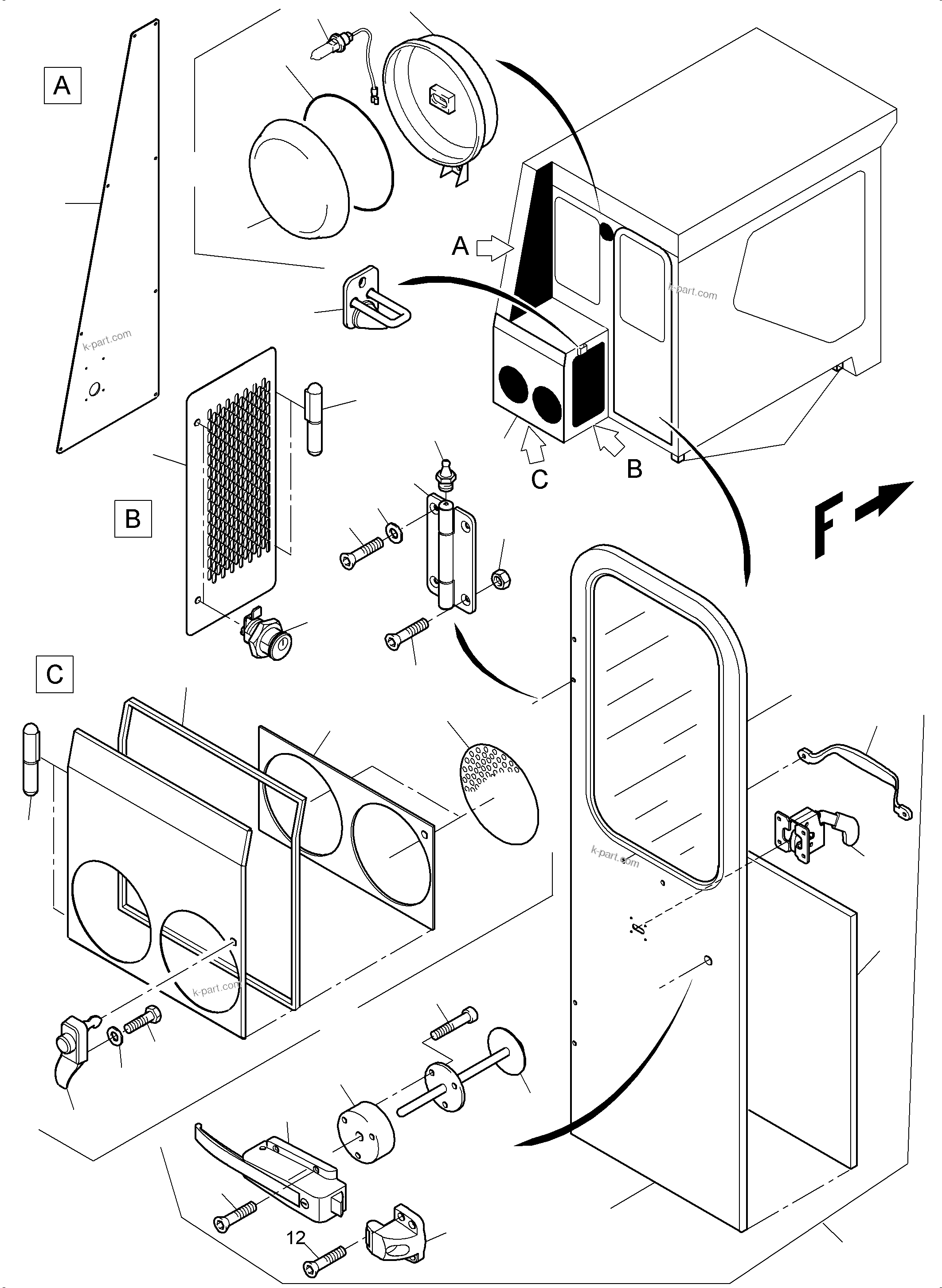 Komatsu parts book diagram for PC3000-6 S/N 06280: OPERATOR'S CAB