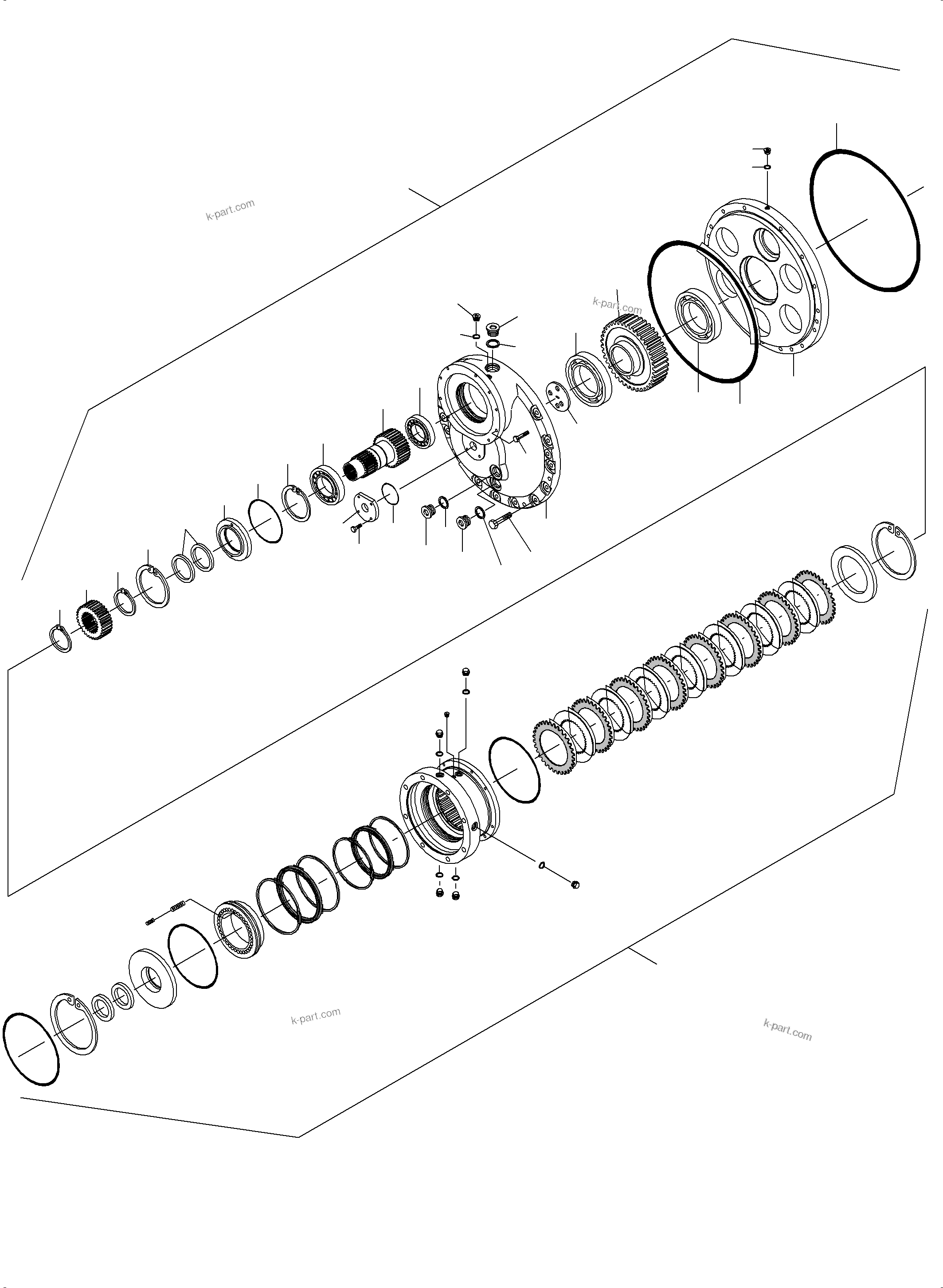Komatsu parts book diagram for PC3000-6E S/N 06313: DRIVE GEAR BOX