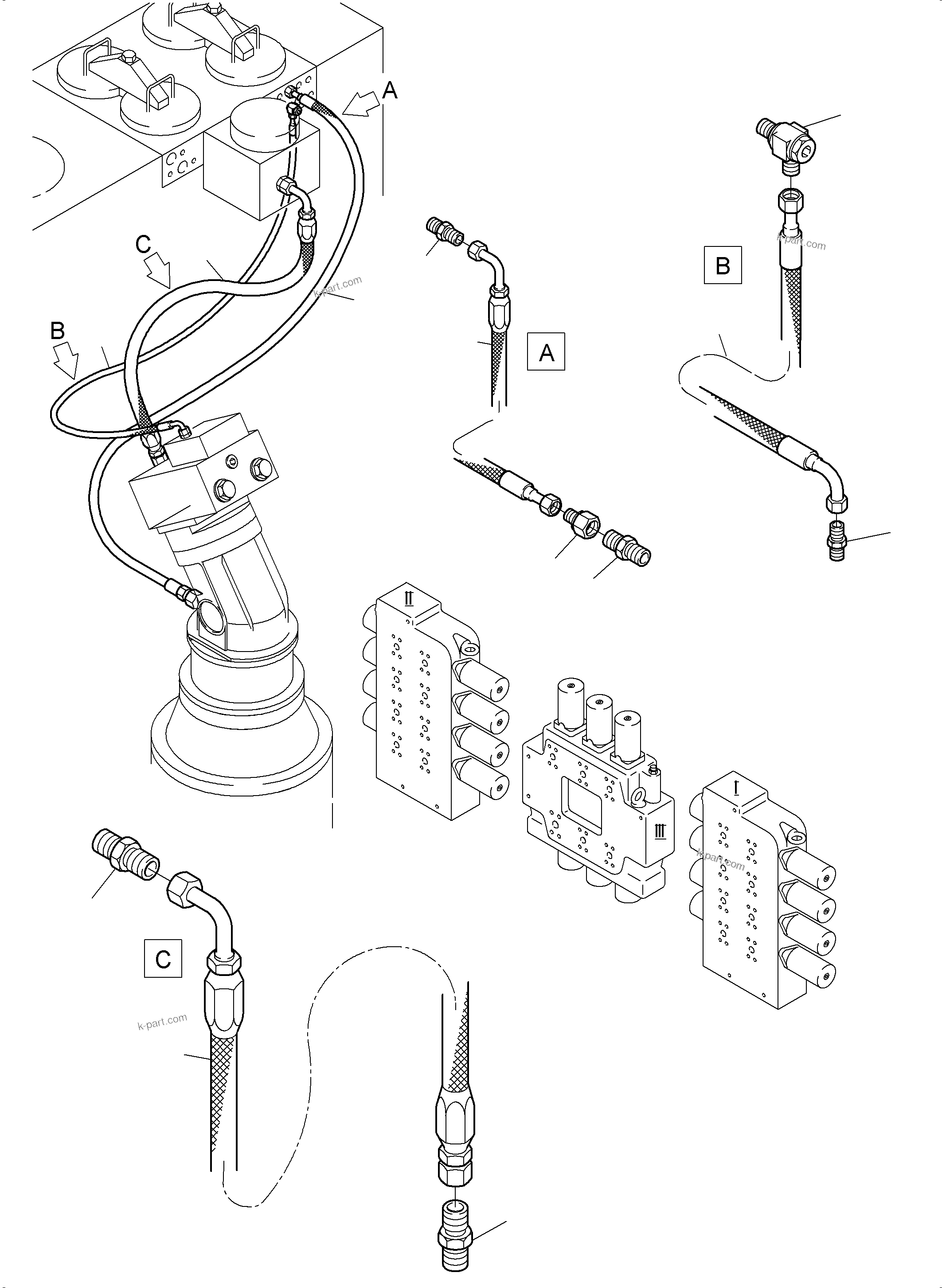 Komatsu parts book diagram for PC3000-6E S/N 06313: TANK LINES SLEW GEAR
