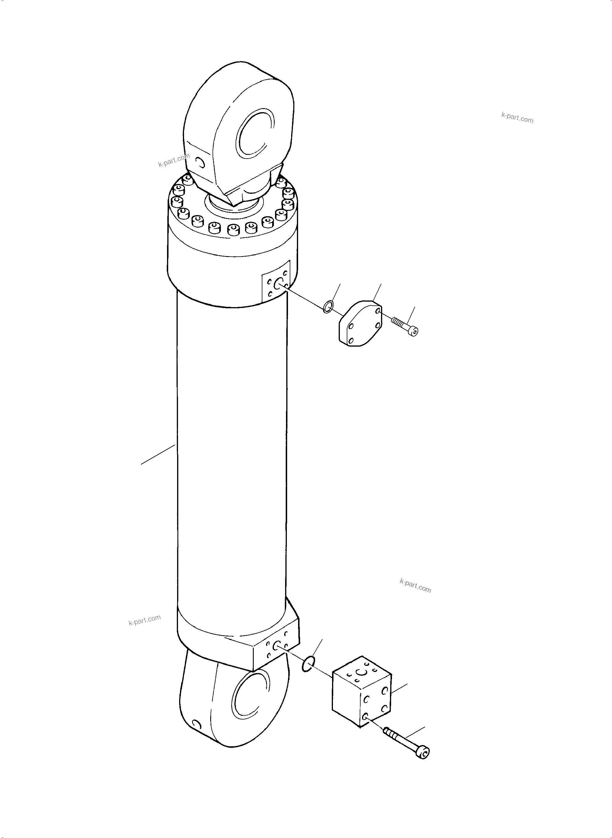 Komatsu parts book diagram for PC3000-6E S/N 06313: CLAM CYLINDER, R.H. +L.H.