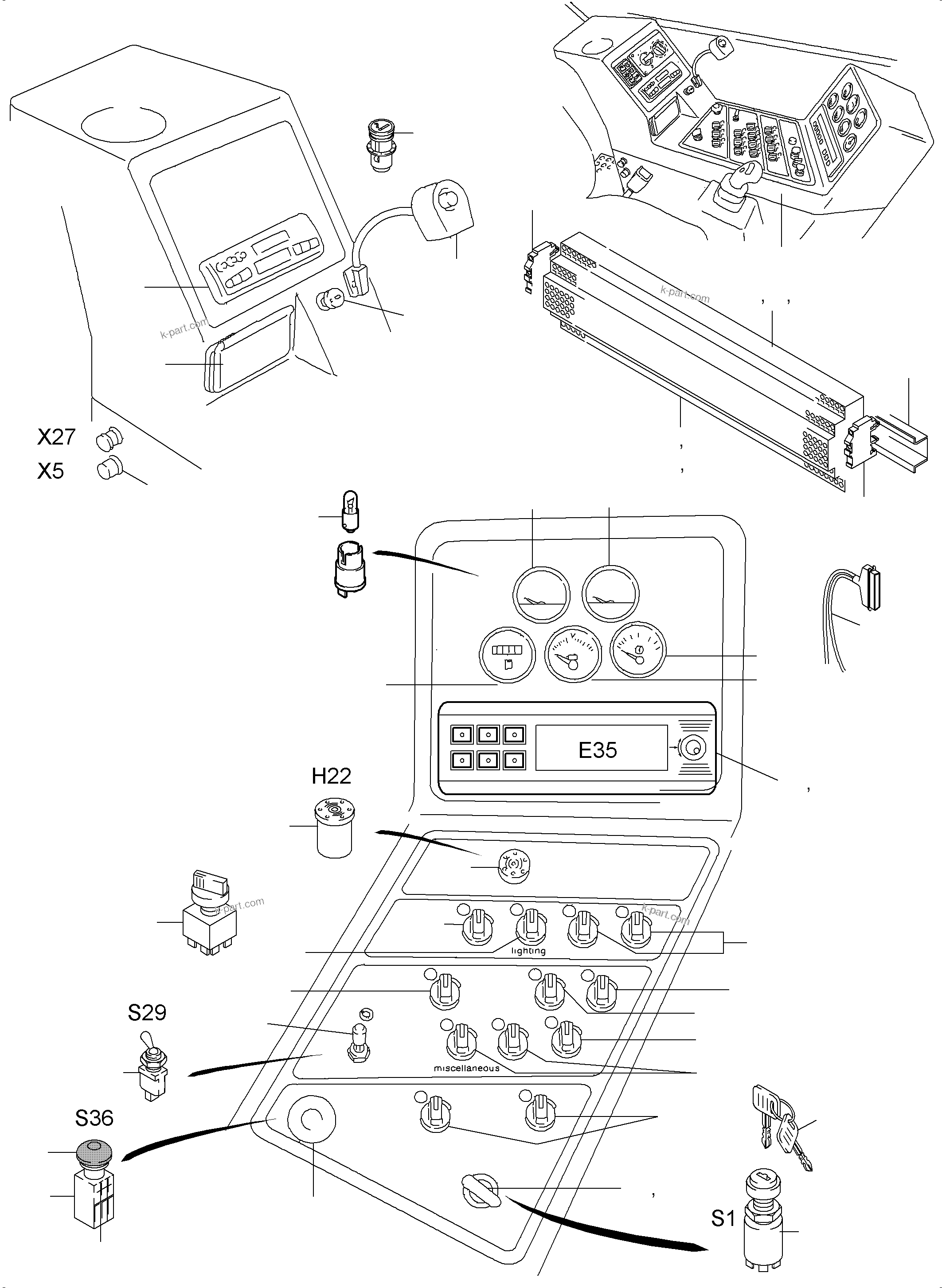 Komatsu parts book diagram for PC3000-6E S/N 06313: OPERATION PANEL - ETM