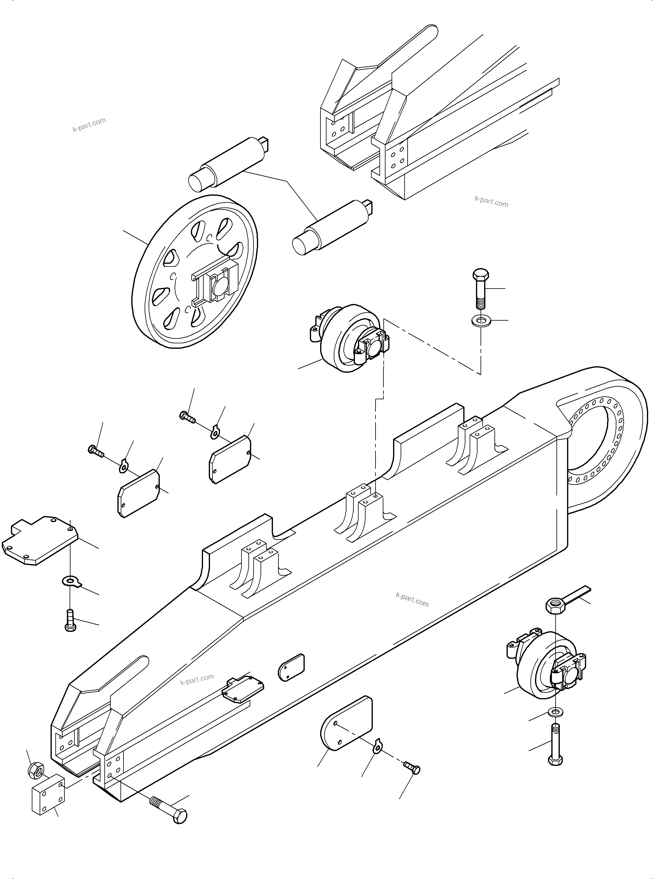 Komatsu parts book diagram for PC3000-6E S/N 06313: TRACK GROUP - IDLER PROTECTION