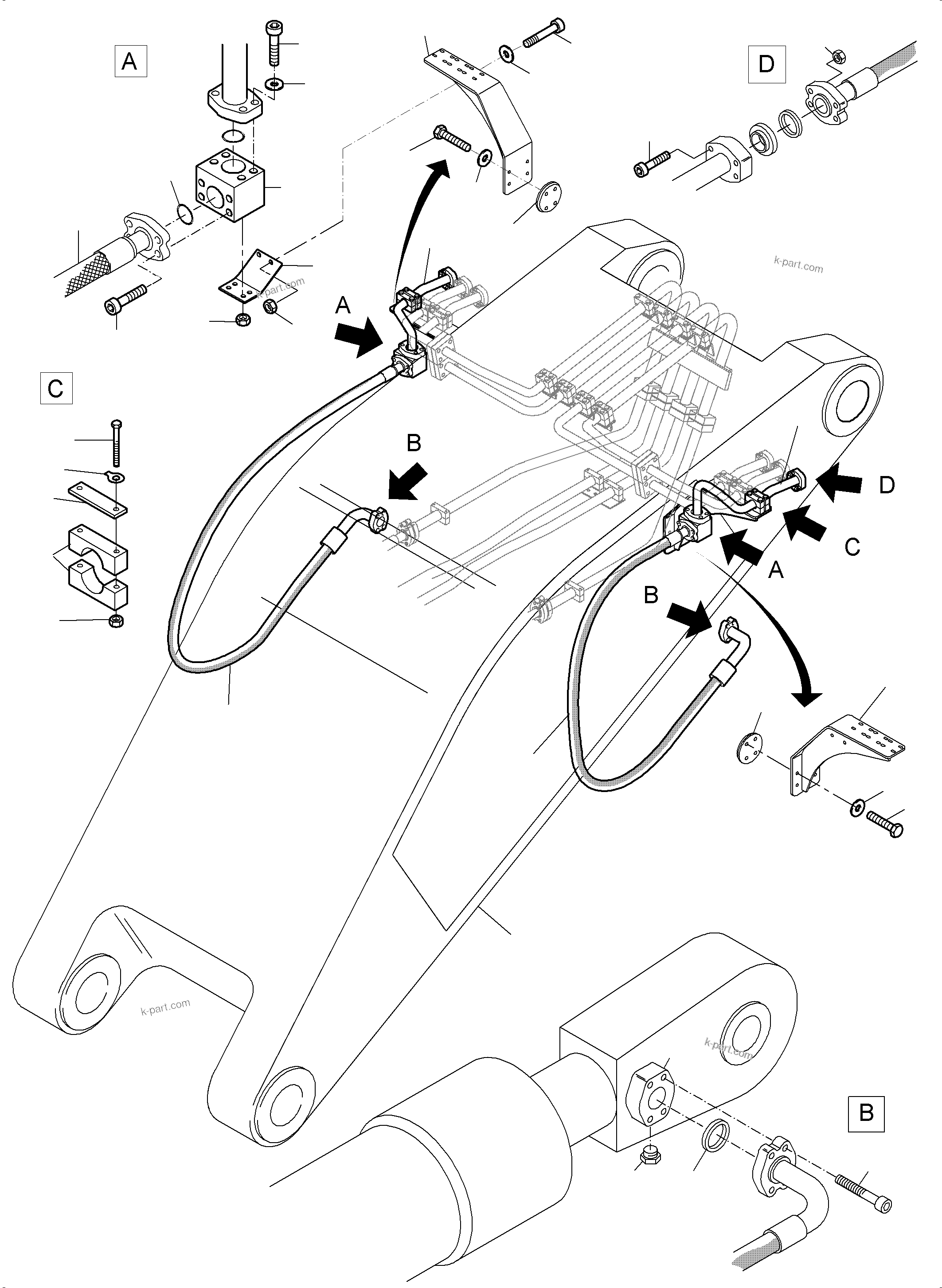 Komatsu parts book diagram for PC3000-6E S/N 06313: BULLCALM BUCKET STICK 4.3 M